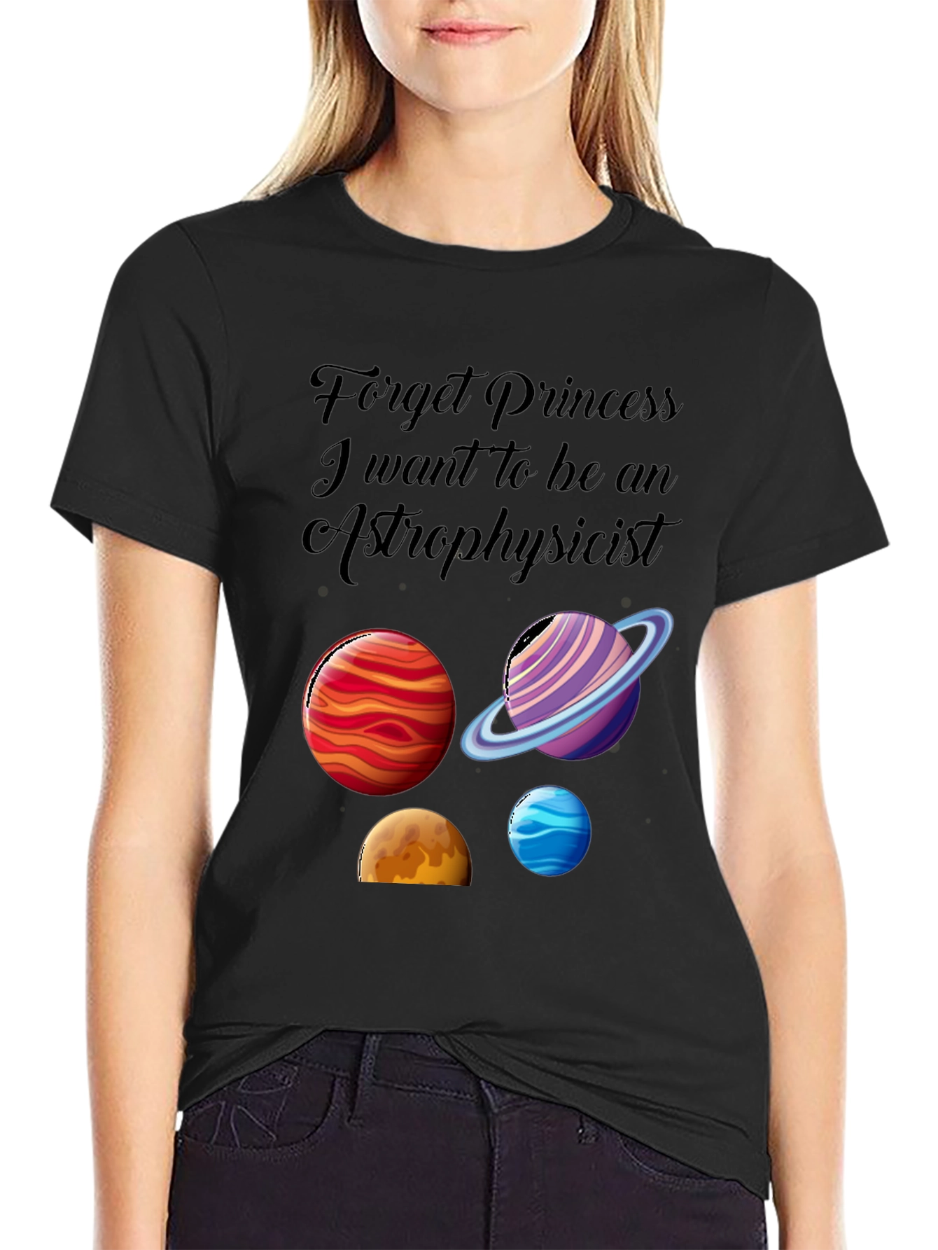 Black Astrophysicist Planet Graphic T-Shirt view 2