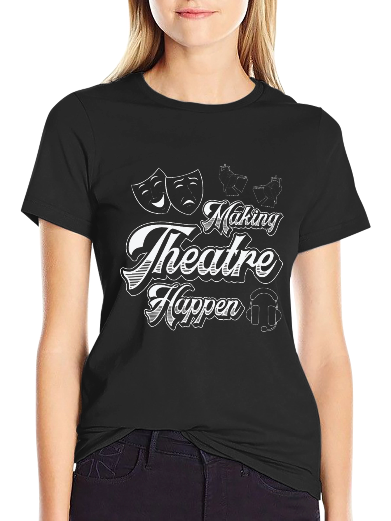 Black Making Theatre Happen Black T-Shirt view 2