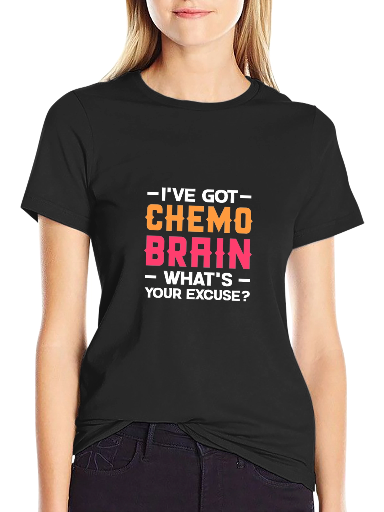 Black Chemo Brain Funny Graphic T-Shirt view 2