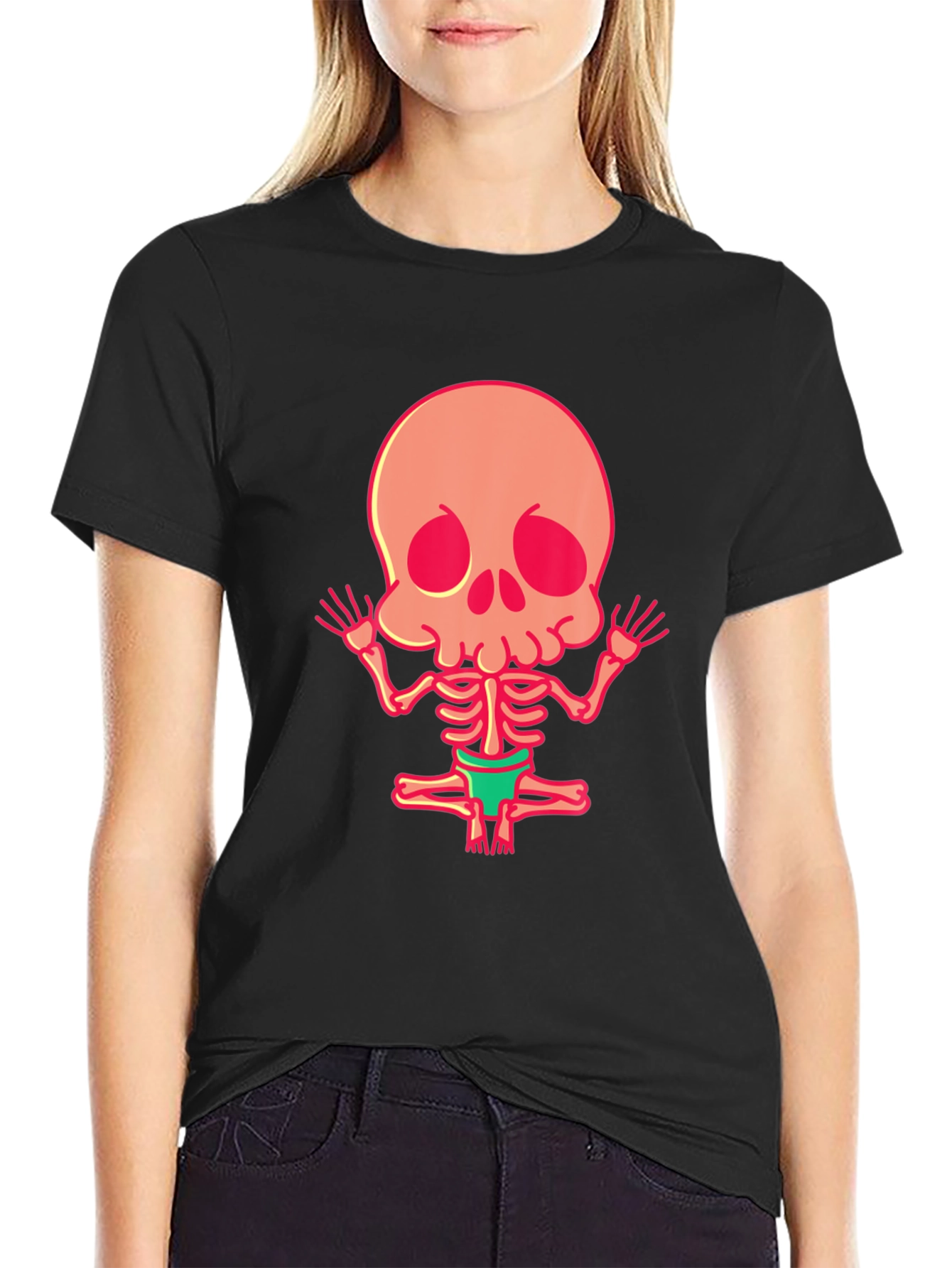 Black Skeleton Yoga Funny Graphic Tee view 2