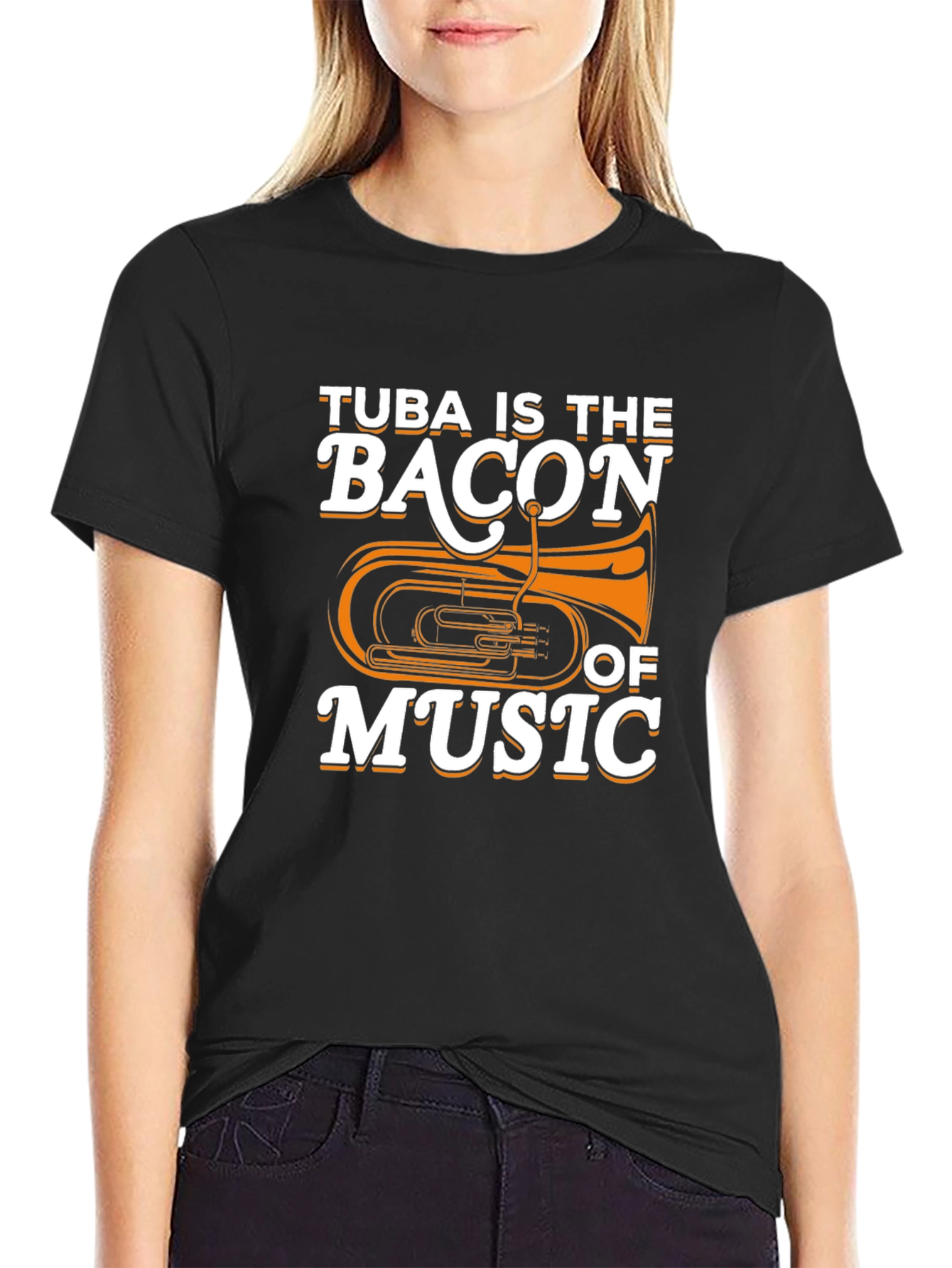 Black Tuba Is The Bacon of Music Funny Musician T-Shirt view 2
