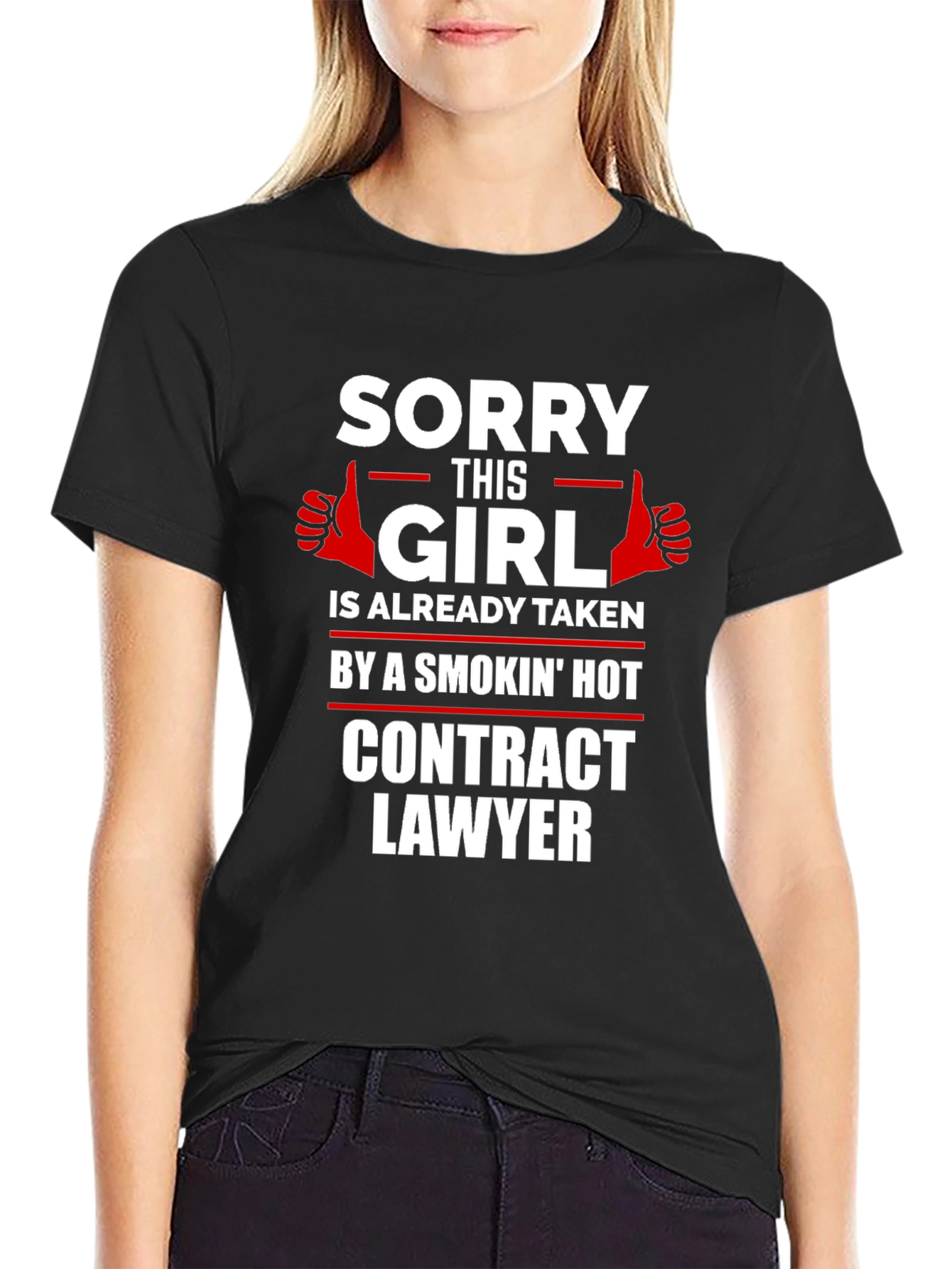 Black Sorry This Girl is Taken Contract Lawyer Graphic Tee view 2