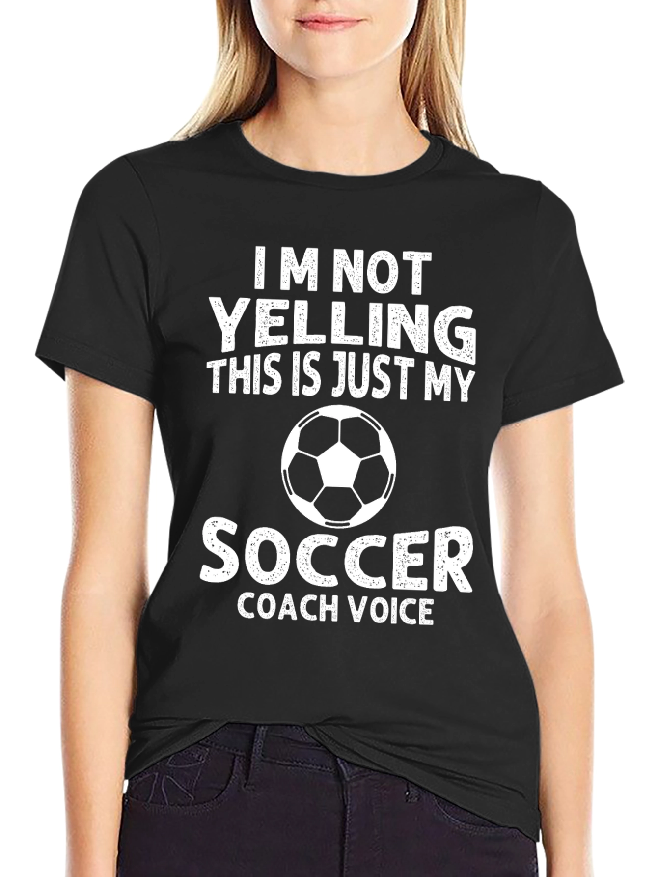 Black Soccer Coach Voice T-Shirt - Novelty Graphic Tee view 2