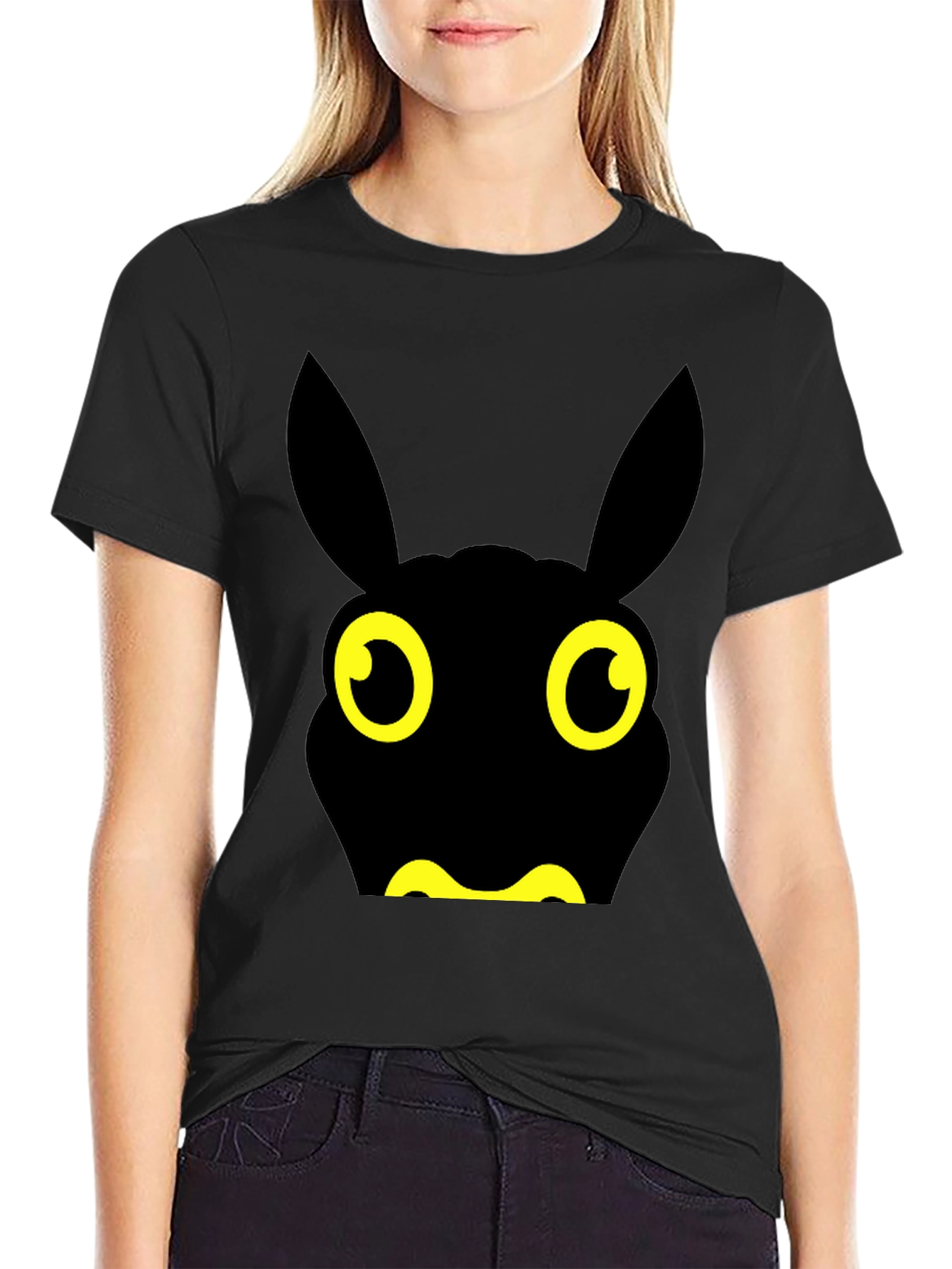 Black Fun Black Cartoon Animal Graphic Tee view 2