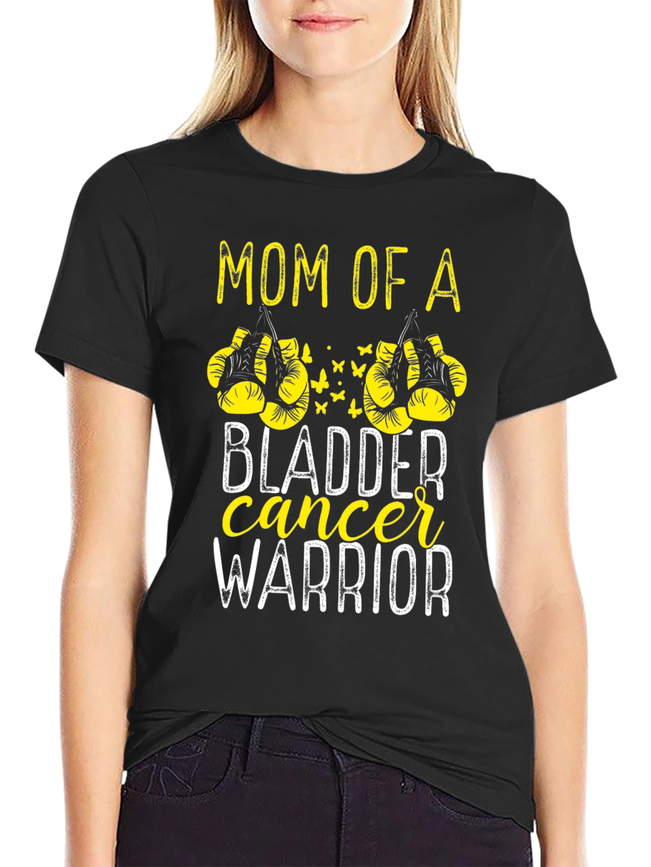 Black Mom of a Bladder Cancer Warrior T-Shirt view 2