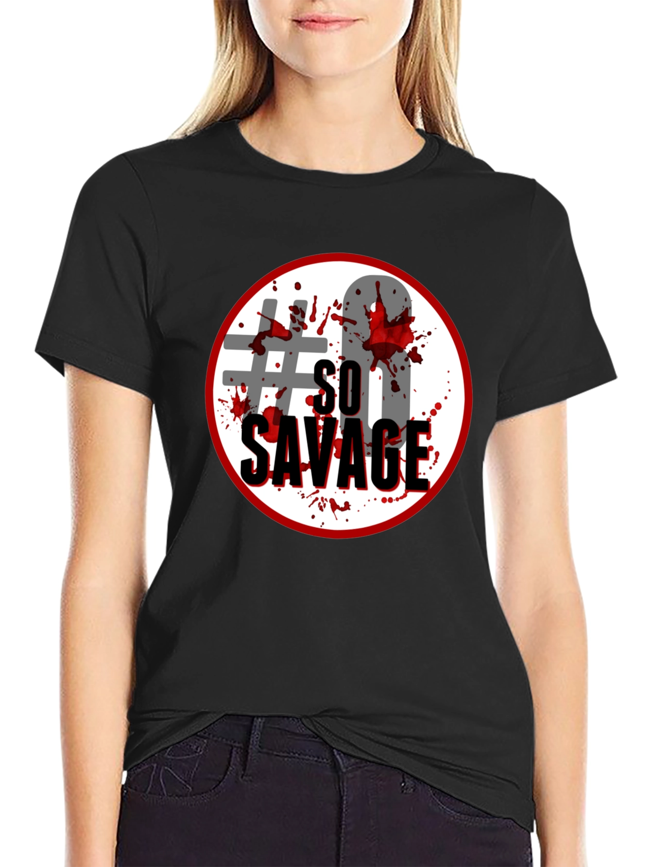 Black So Savage Graphic Tee - Black Cotton Blend view 2
