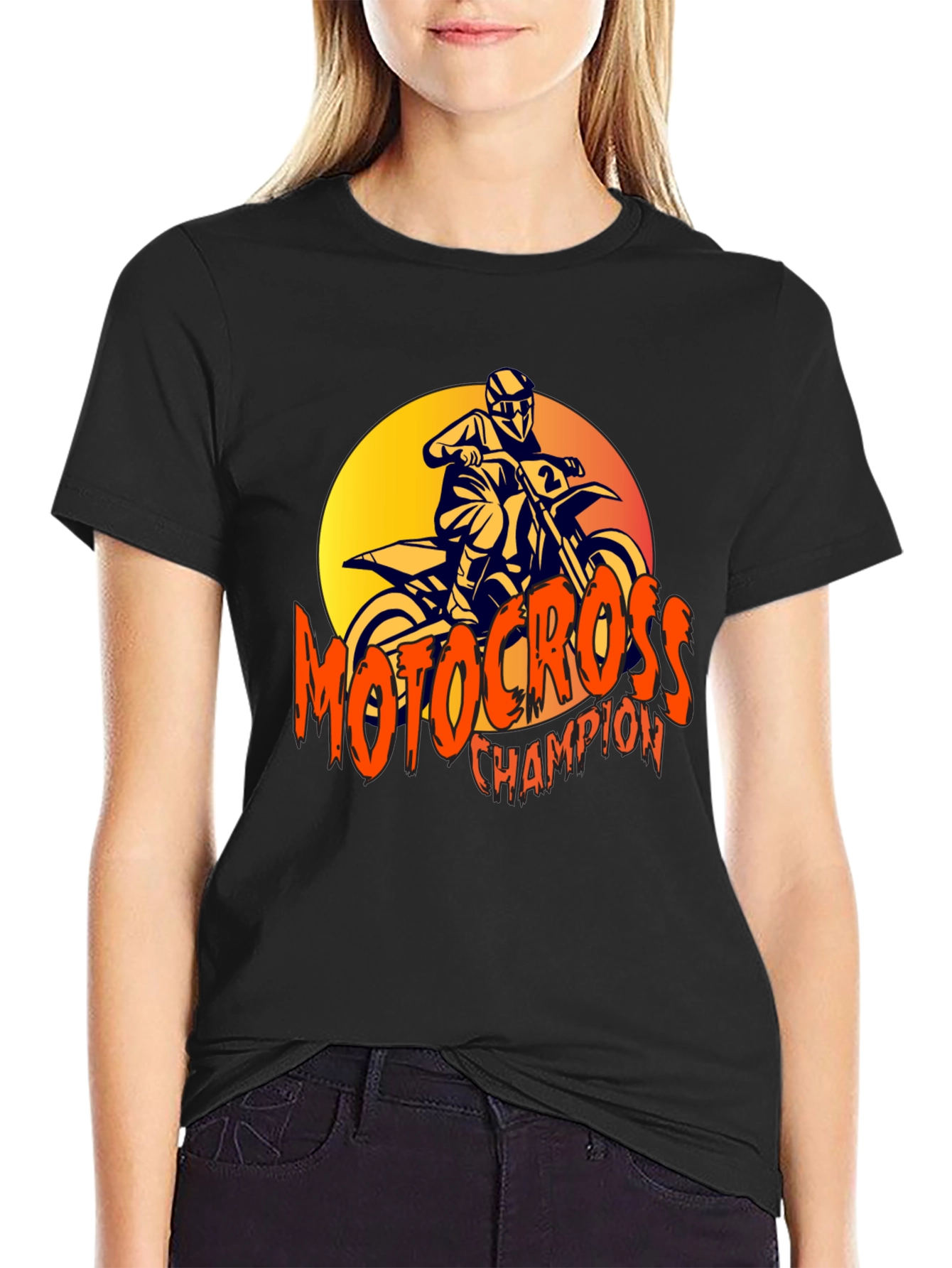 Black Motocross Champion Graphic Tee - Rider T-Shirt view 2