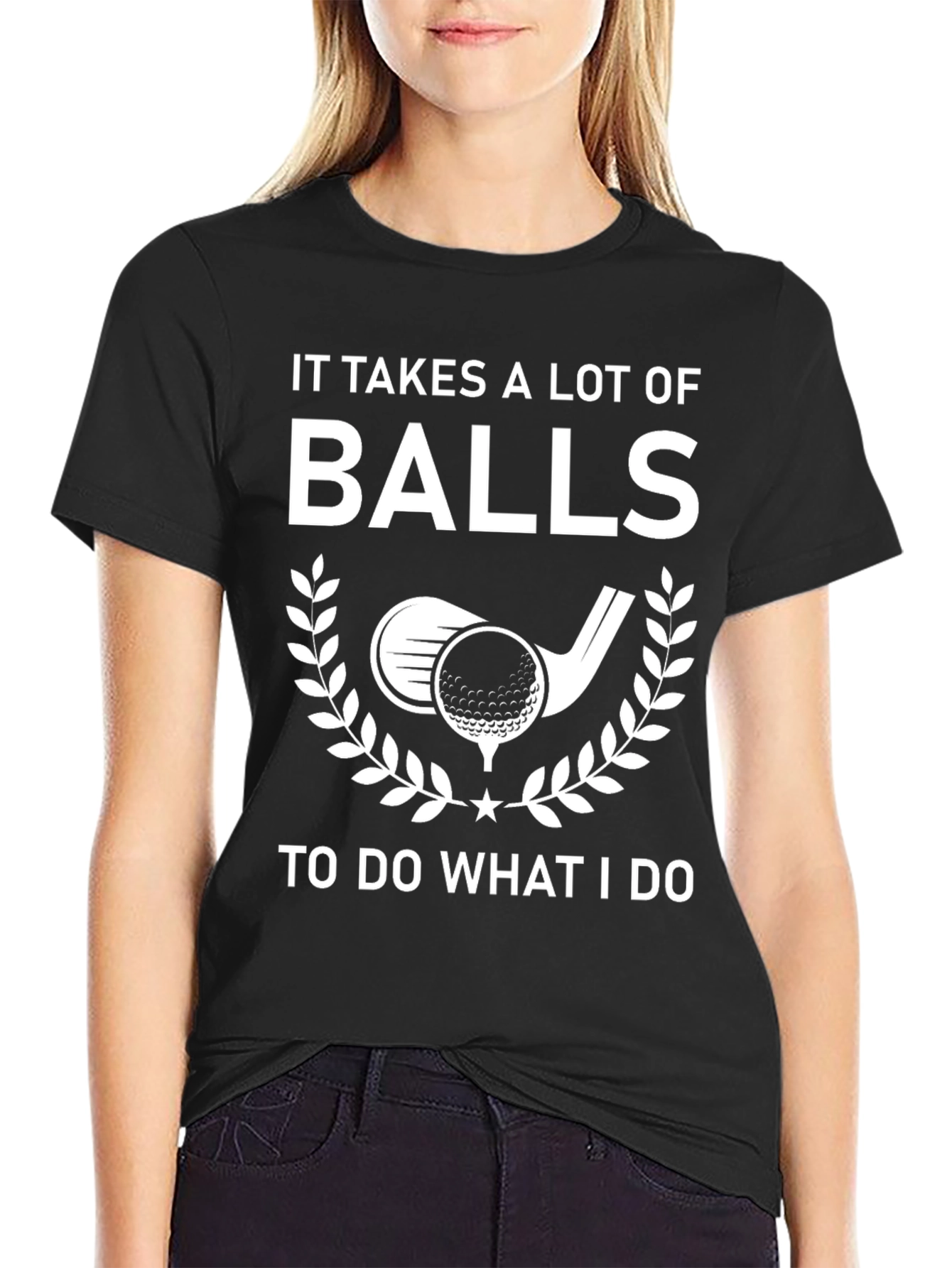 Black Funny Golf T-Shirt - It Takes a Lot of Balls view 2