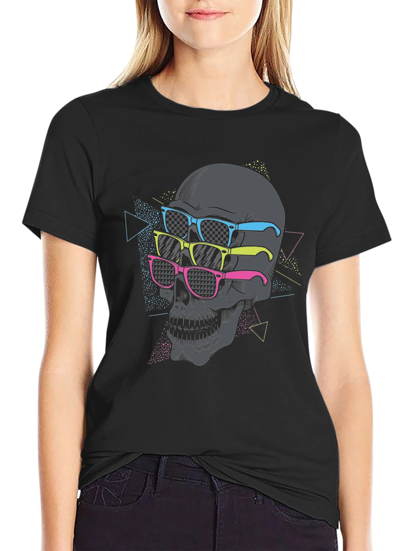 Black Skull with Sunglasses Graphic Tee view 2