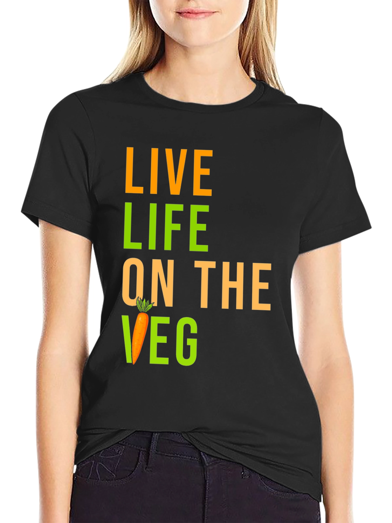 Live Life on the Veg Black Graphic Tee - 2
