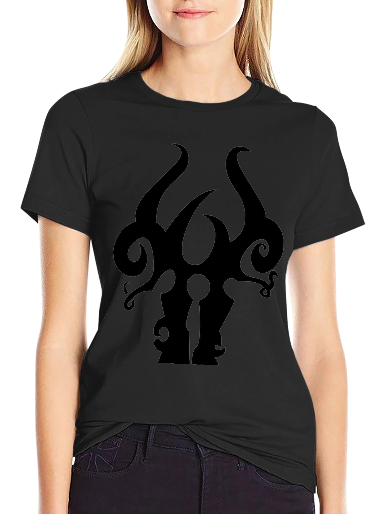 Black Men's Black Graphic Tee - Abstract Silhouette Design view 2