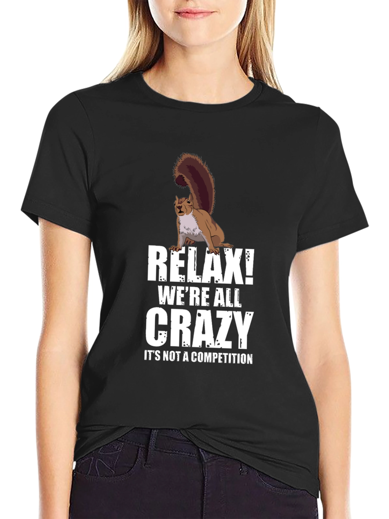 Black Relax Crazy Squirrel T-Shirt - Unisex view 2