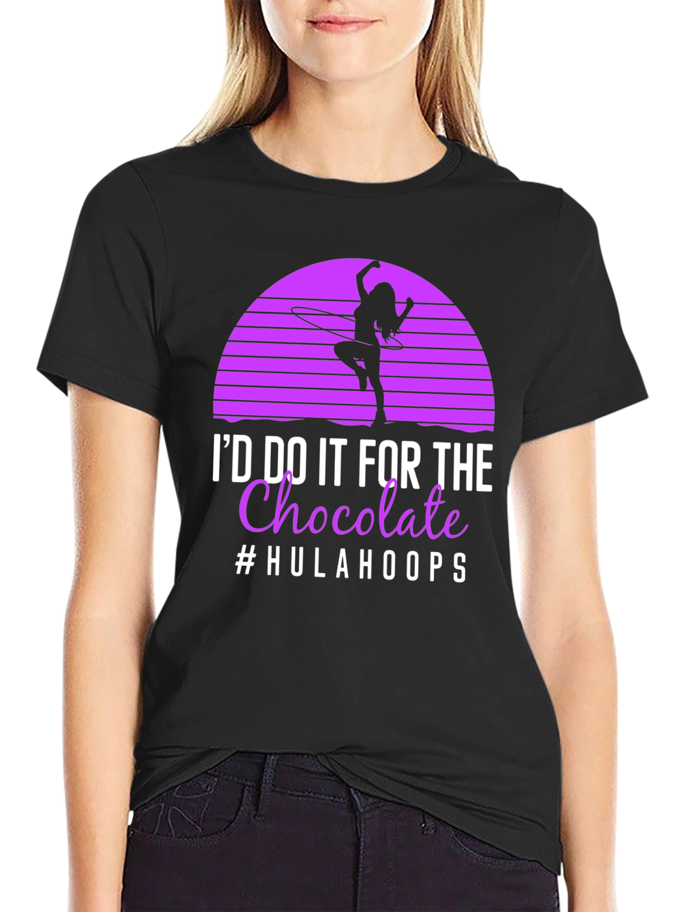 Black Hula Hoop Chocolate T-Shirt - Novelty Graphic Tee view 2
