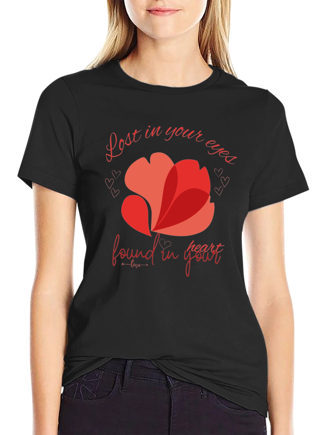 Black Romantic Heart Valentine's Day T-Shirt view 2