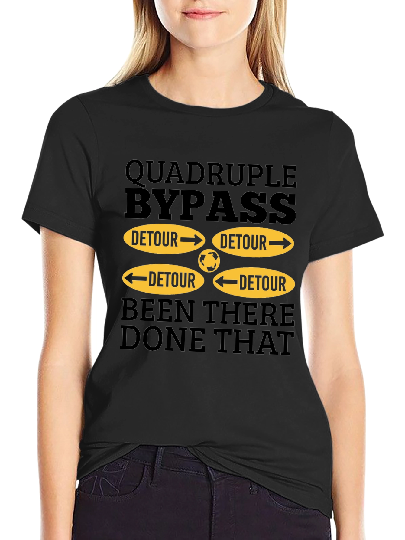 Black Quadruple Bypass Detour T-Shirt - Been There, Done That Tee view 2