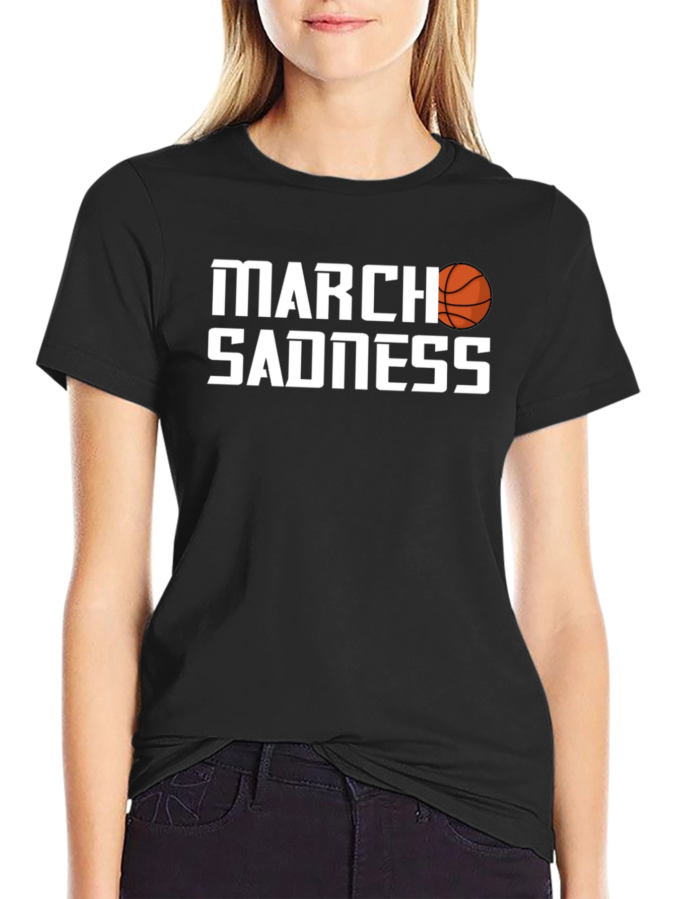 Black March Sadness Graphic Tee - Basketball Fan T-Shirt view 2
