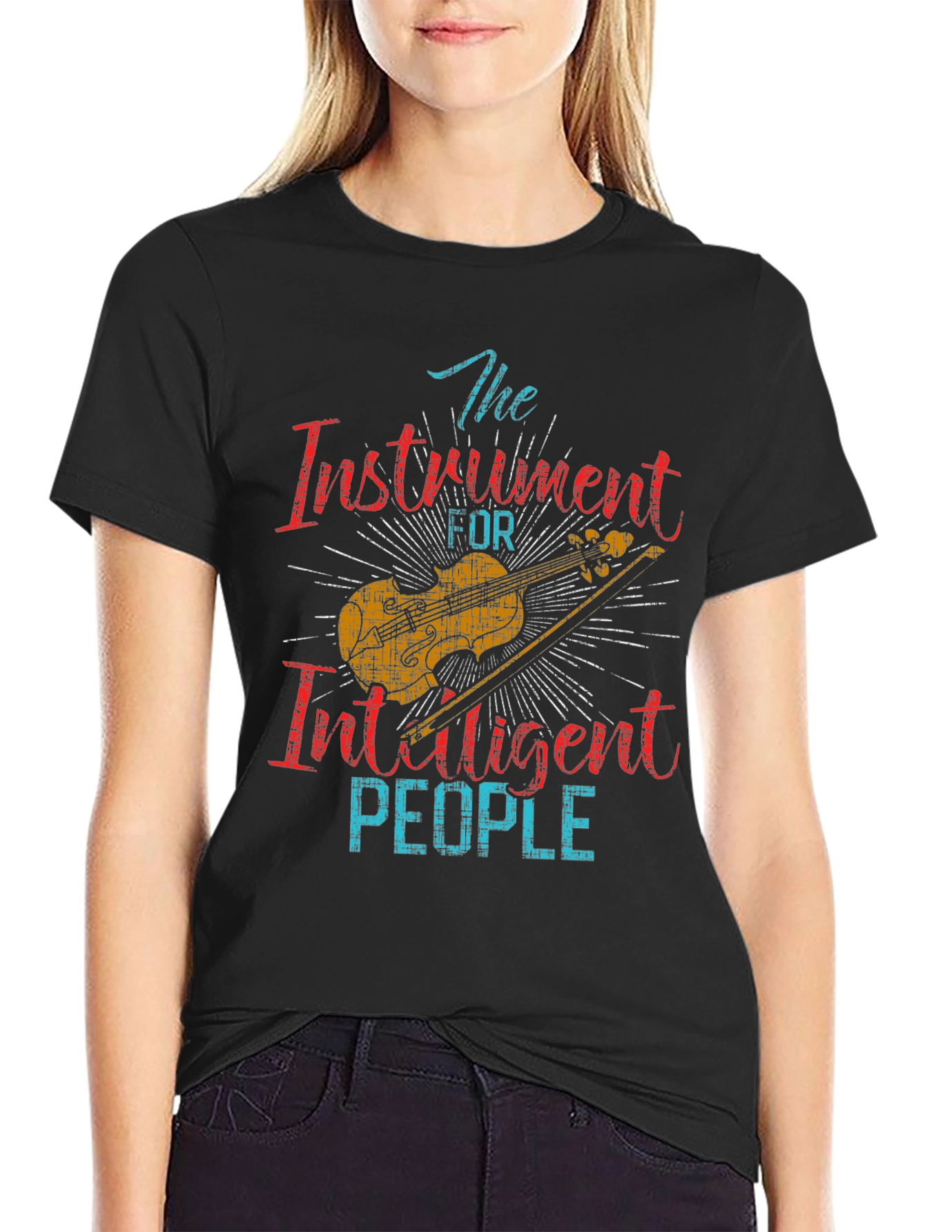 Black Instrument for Intelligent People T-Shirt view 2