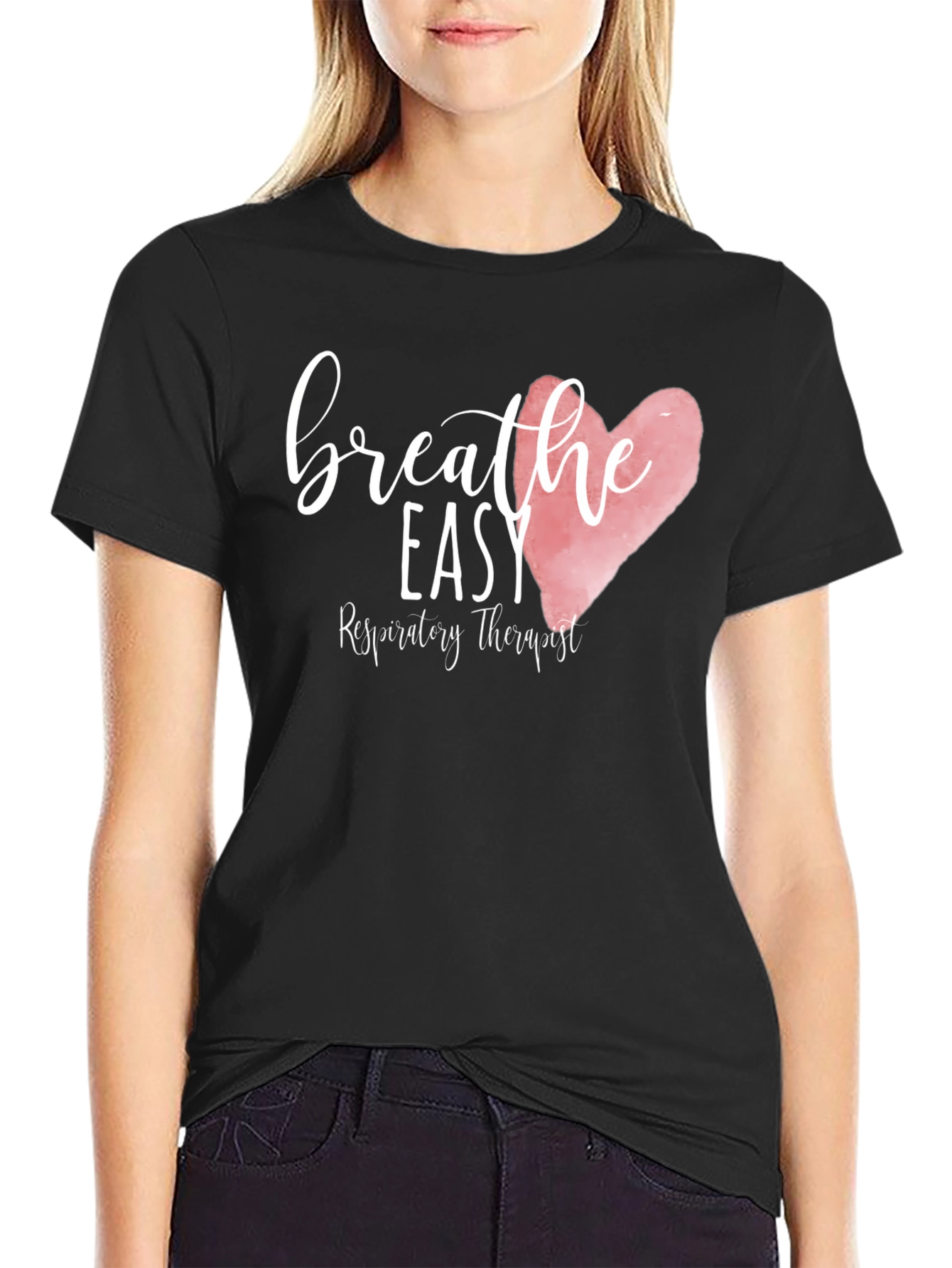 Black Breathe Easy Respiratory Therapist T-Shirt view 2