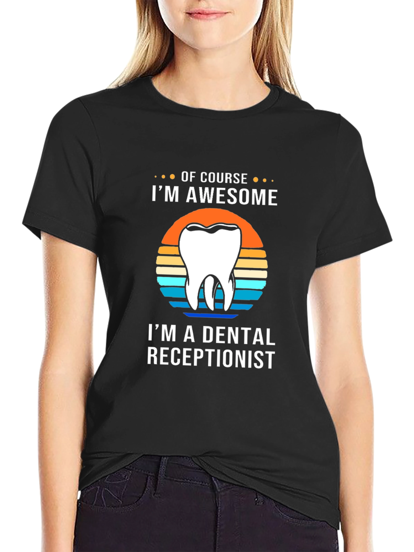 Black Awesome Dental Receptionist T-Shirt view 2