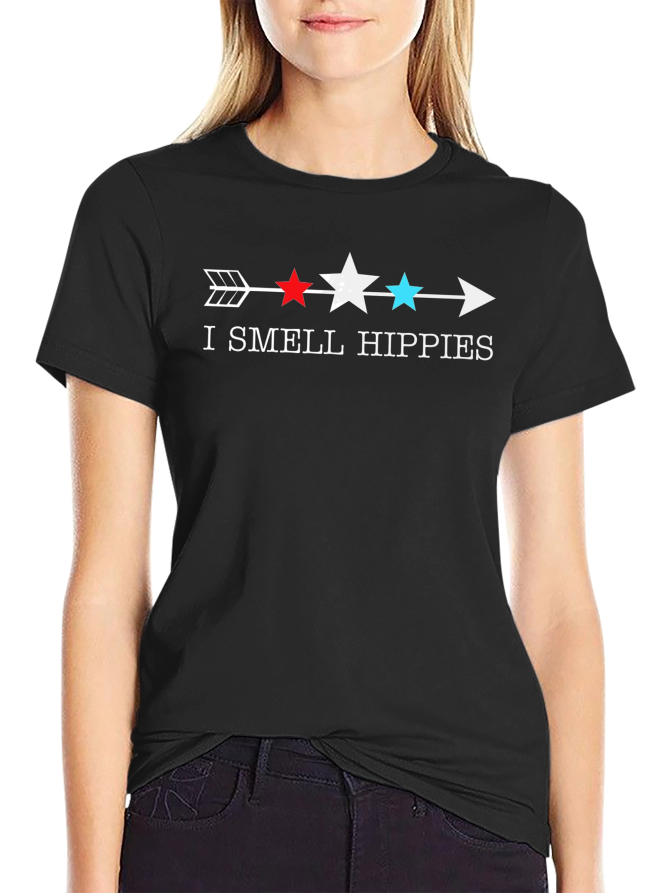 Black I Smell Hippies Graphic T-Shirt - Arrow & Stars view 2