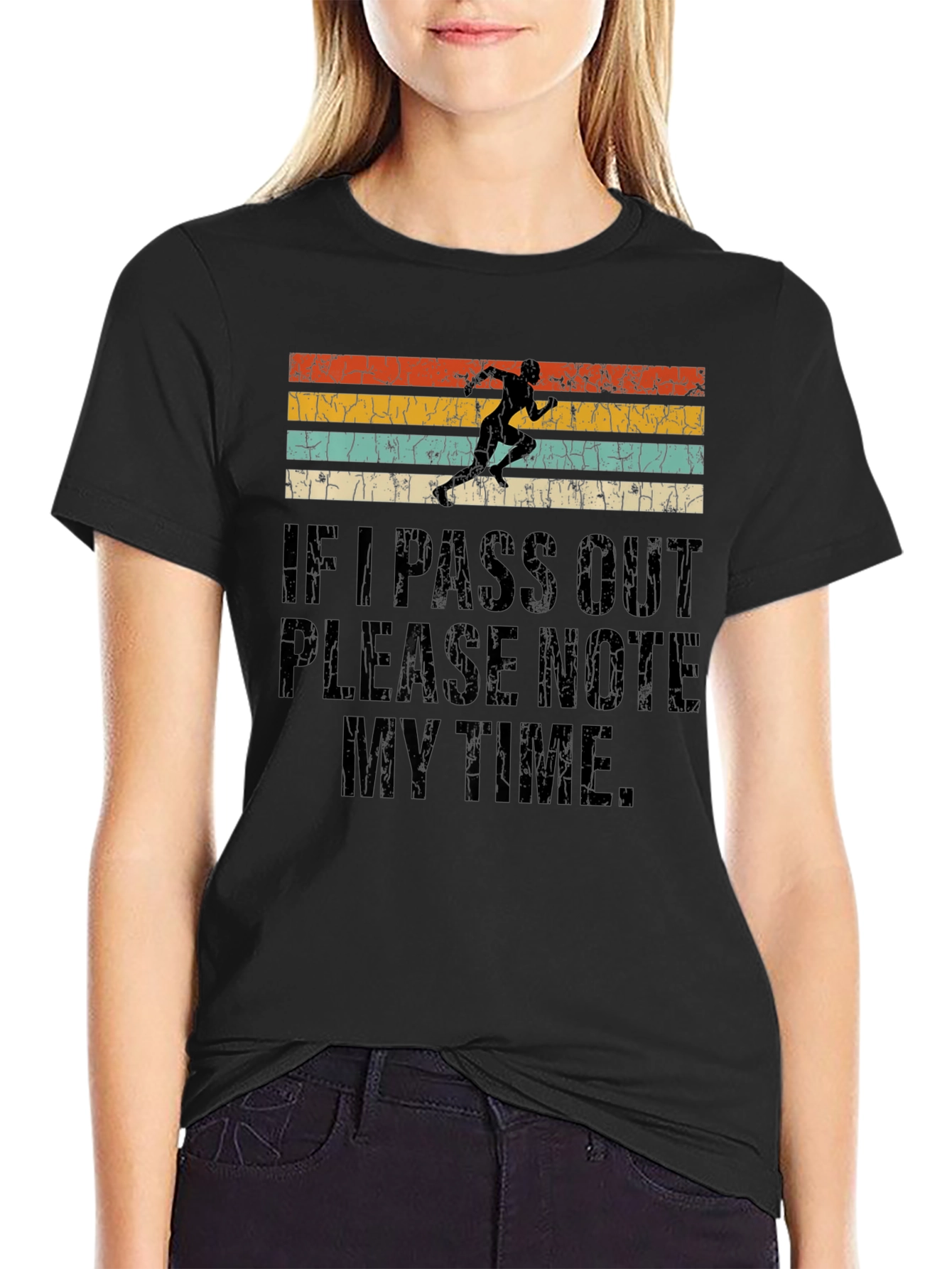 Black Funny Runner's T-Shirt - Note My Time view 2