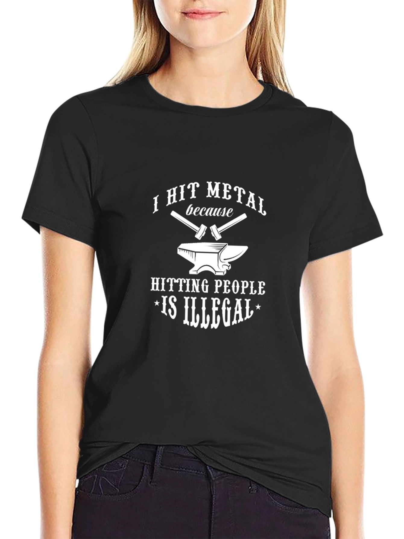 Black I Hit Metal Funny Blacksmith T-Shirt view 2