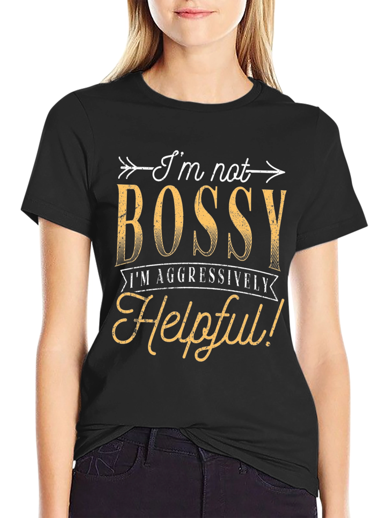 Black Funny "I'm Not Bossy" Graphic T-Shirt view 2