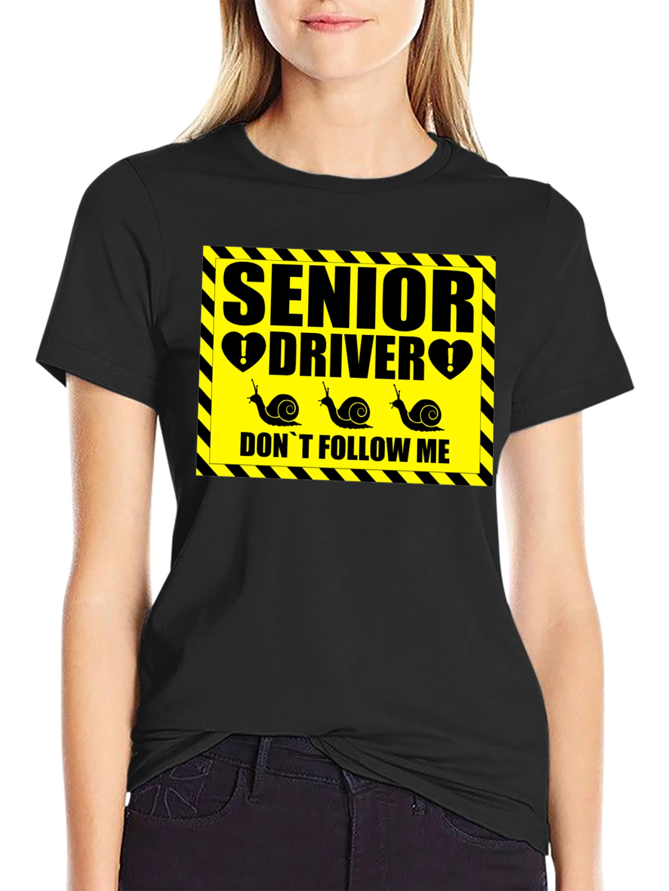Black Senior Driver Funny Snail Graphic Novelty T-Shirt view 2