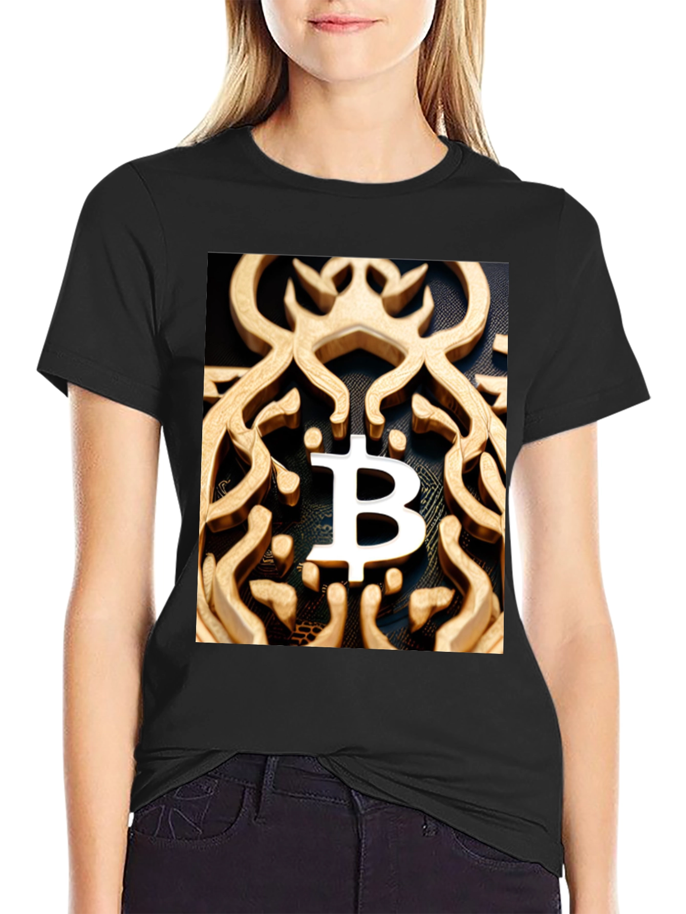 Black Bitcoin Ornate Tee - Crypto Fashion view 2