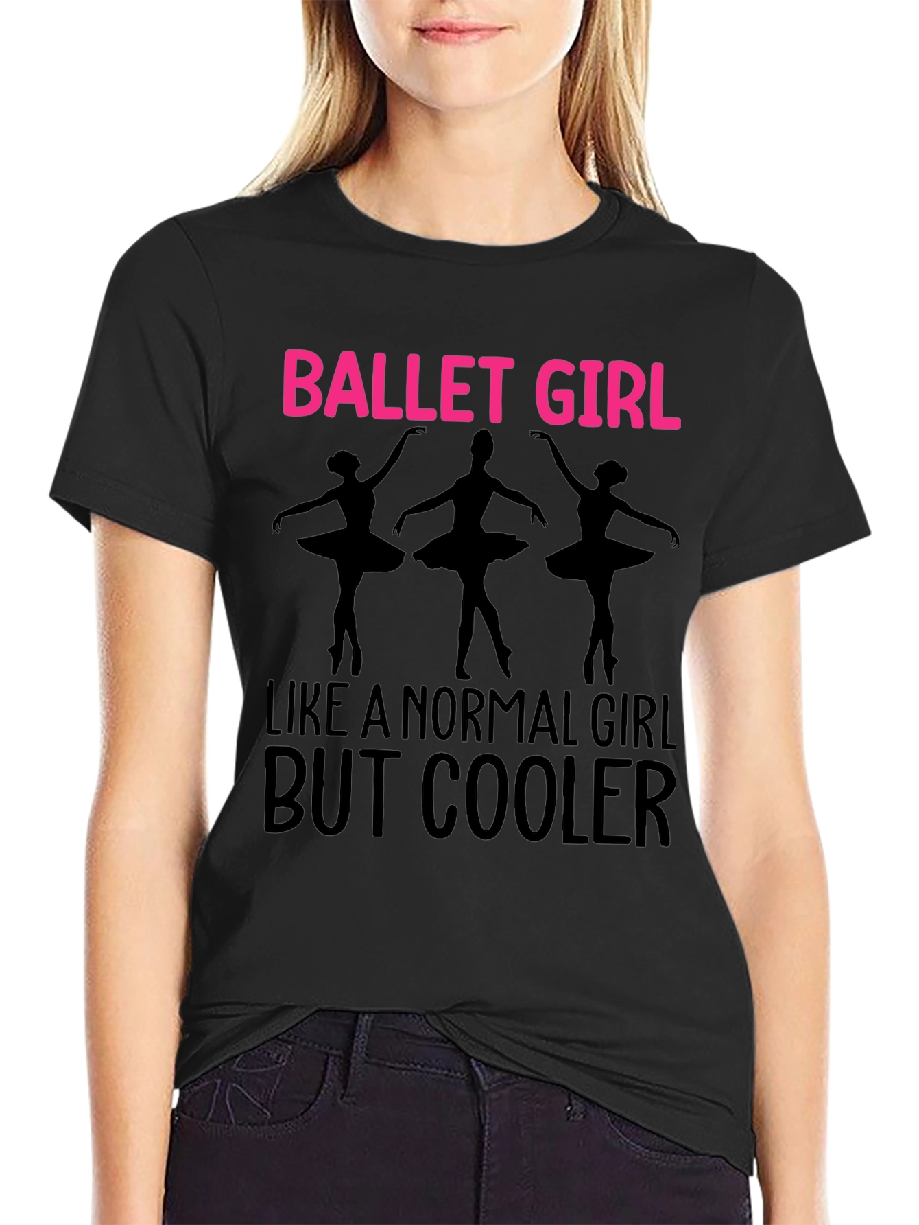 Black Ballet Girl T-Shirt - Dance Lover Tee view 2