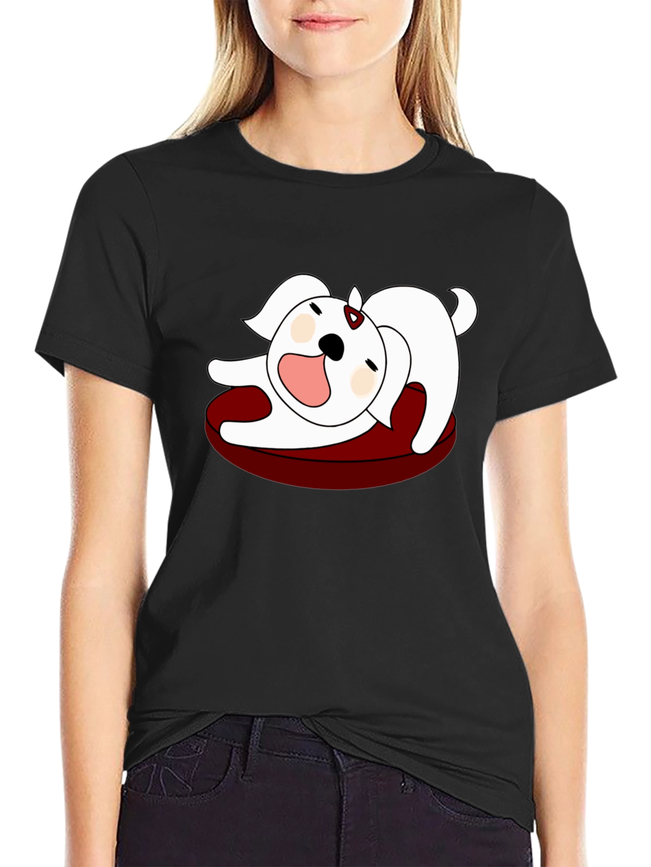 Black Cartoon Dog Graphic Tee - Relaxed Fit view 2