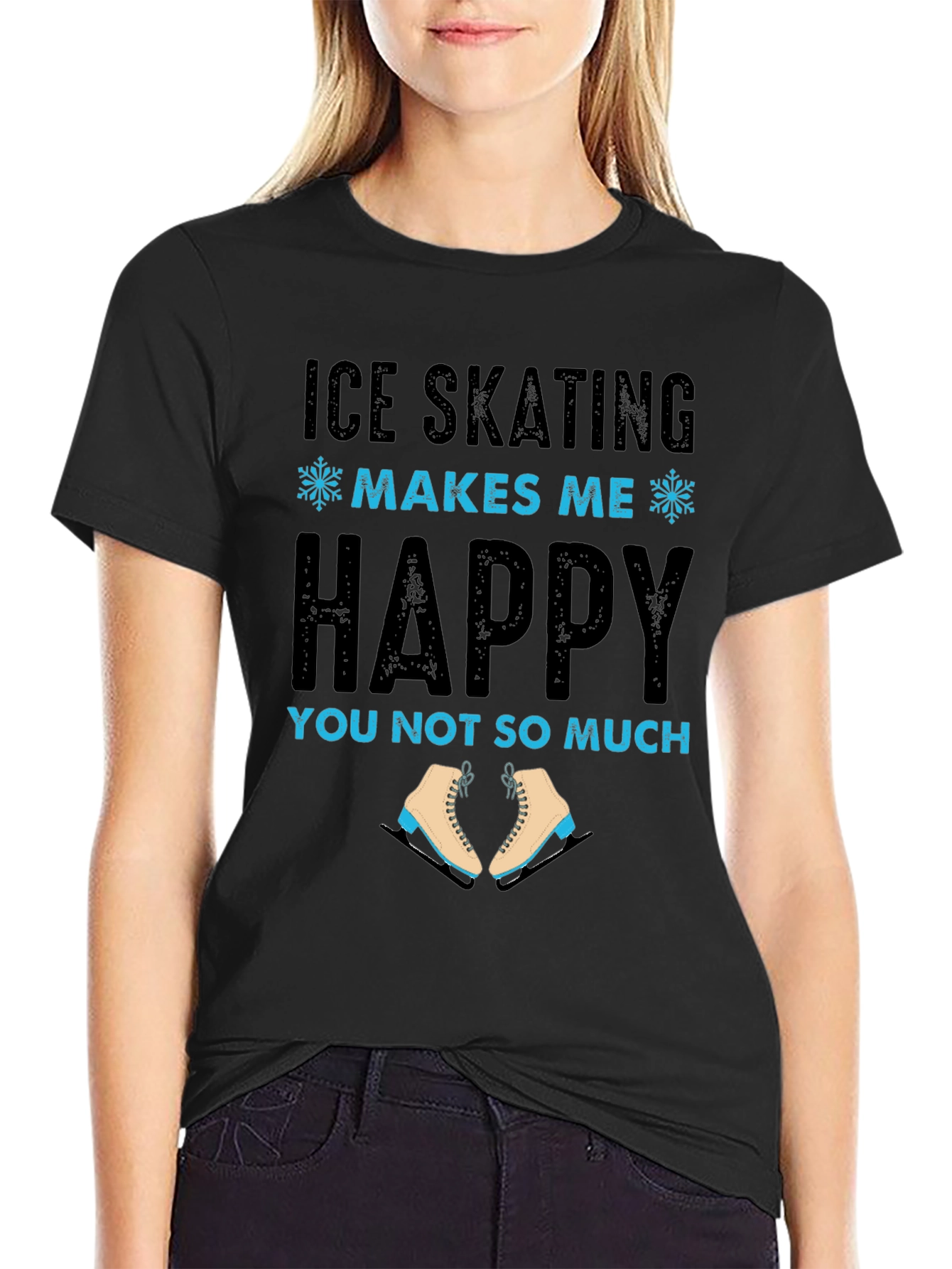 Black Ice Skating Makes Me Happy Tee view 2