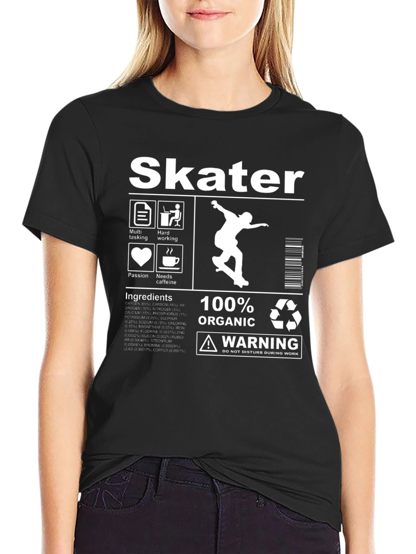 Black Skater Organic Cotton Graphic T-Shirt view 2
