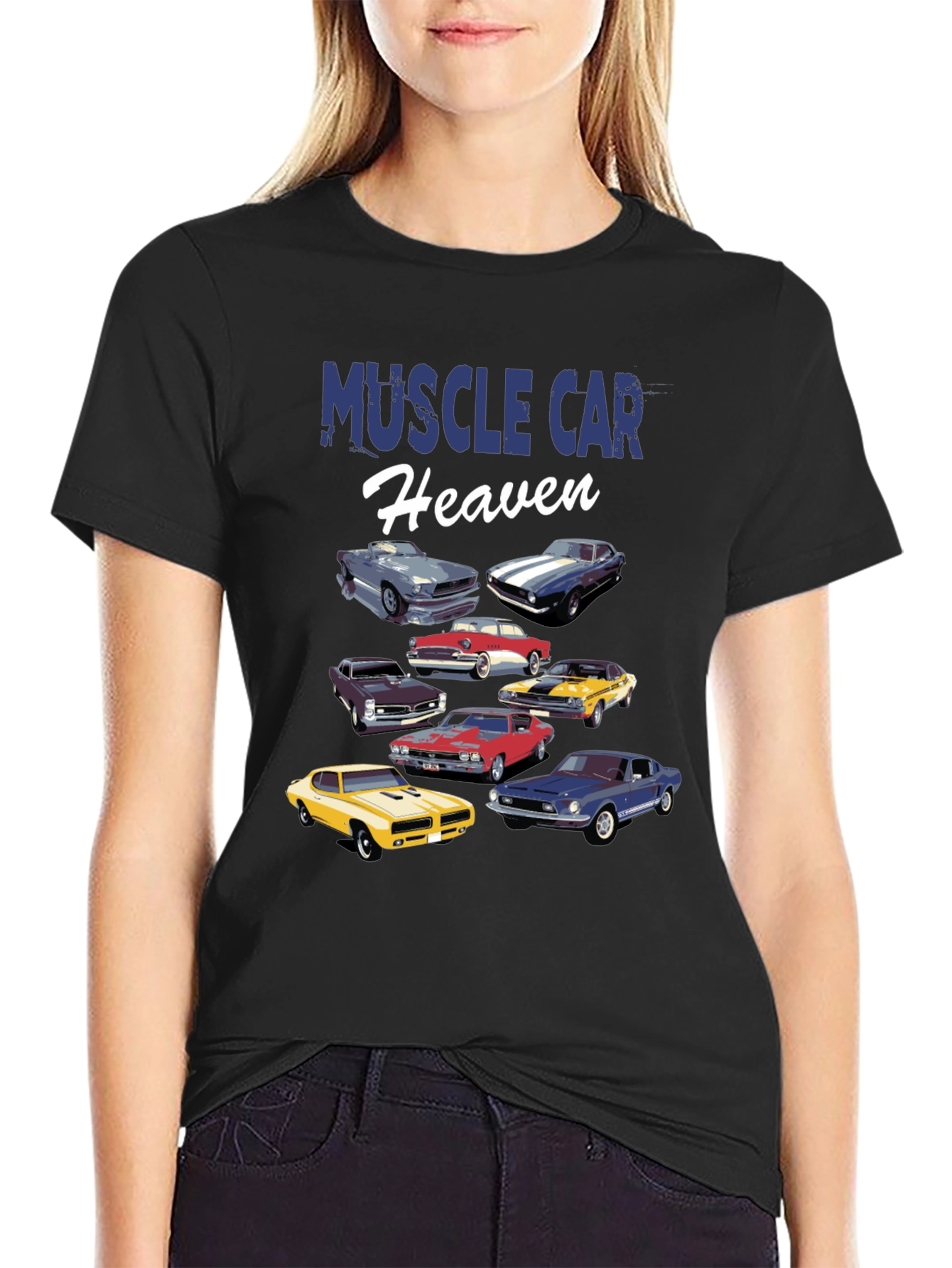Black Muscle Car Heaven Graphic Tee view 2