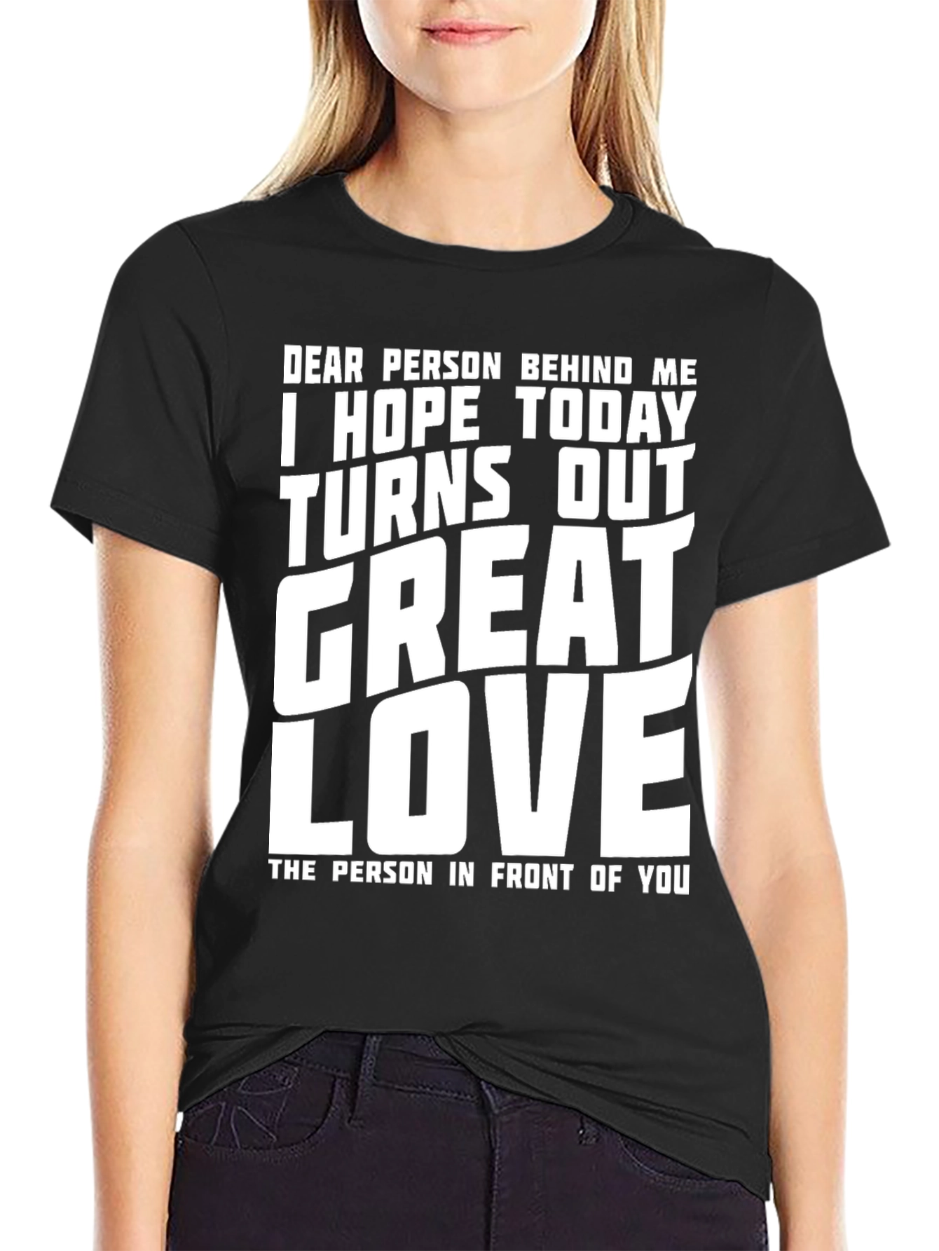 Black Funny Graphic T-Shirt - Great Day, Love Message view 2