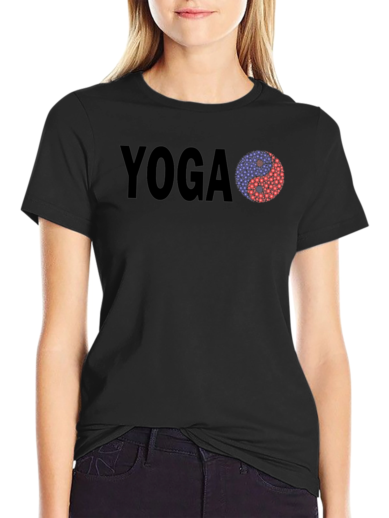 Black Yoga Yin Yang T-Shirt - Relaxed Fit view 2