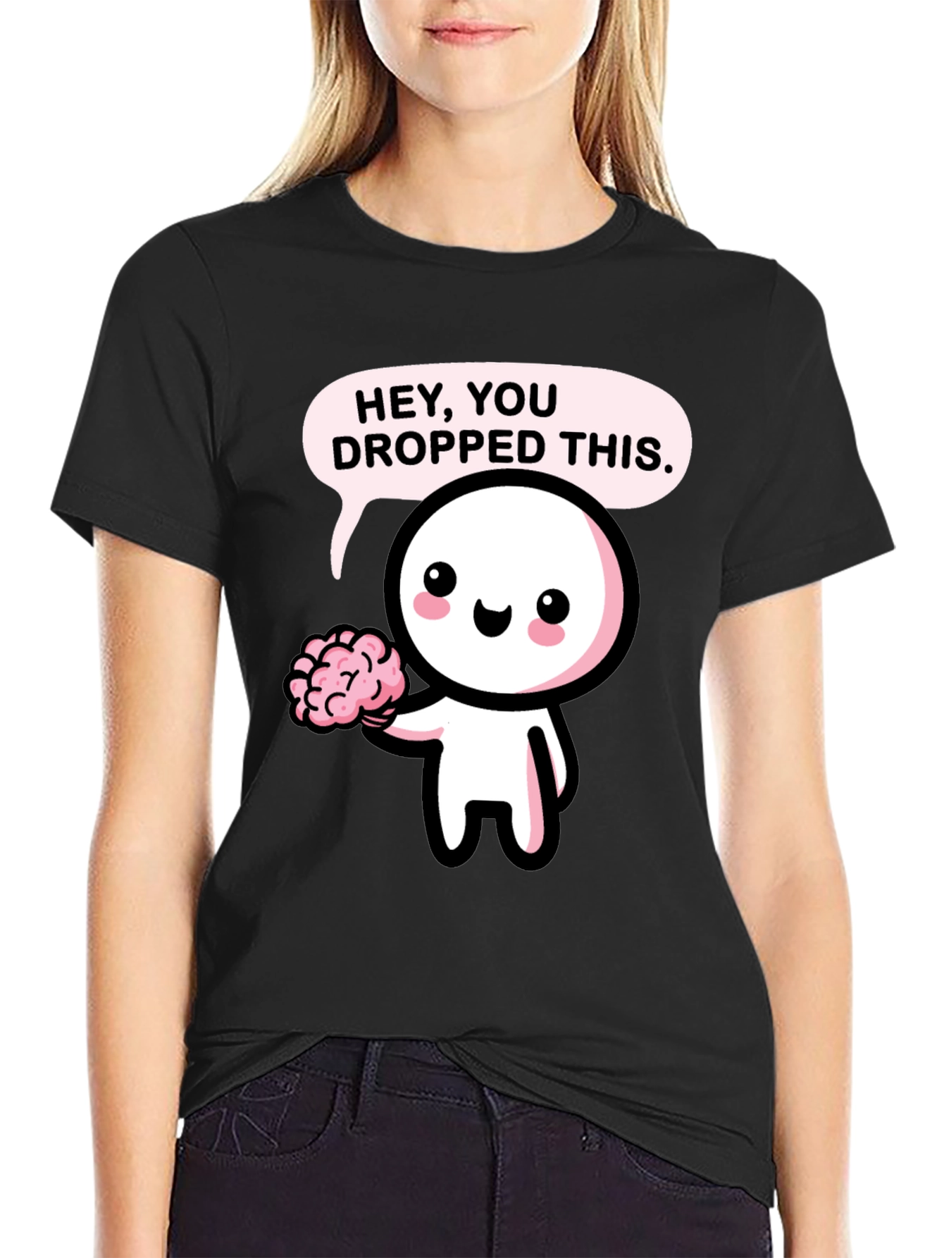 Black Hey You Dropped This Brain T-Shirt view 2