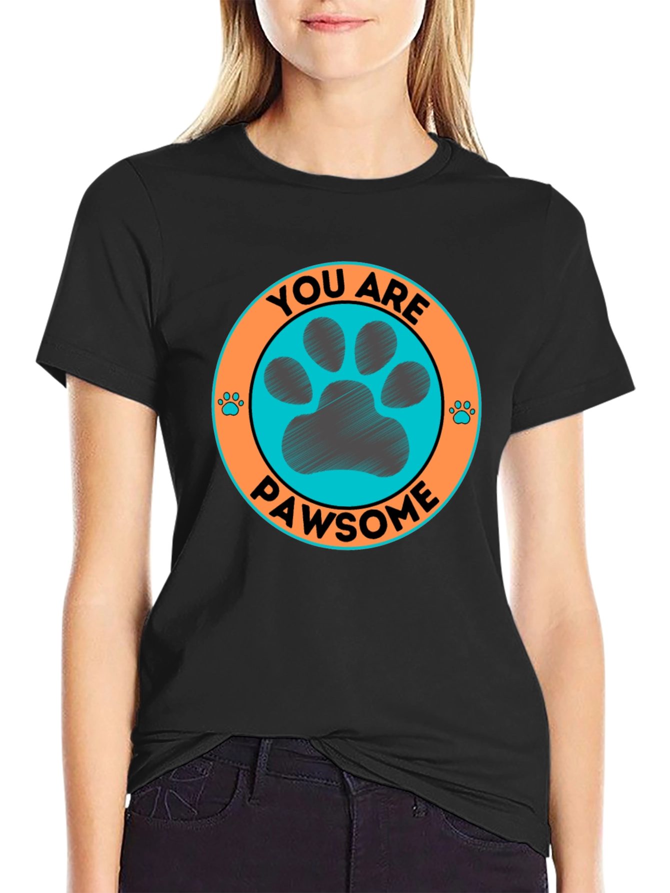 Black Pawsome Graphic Tee - Dog Lover T-Shirt view 2
