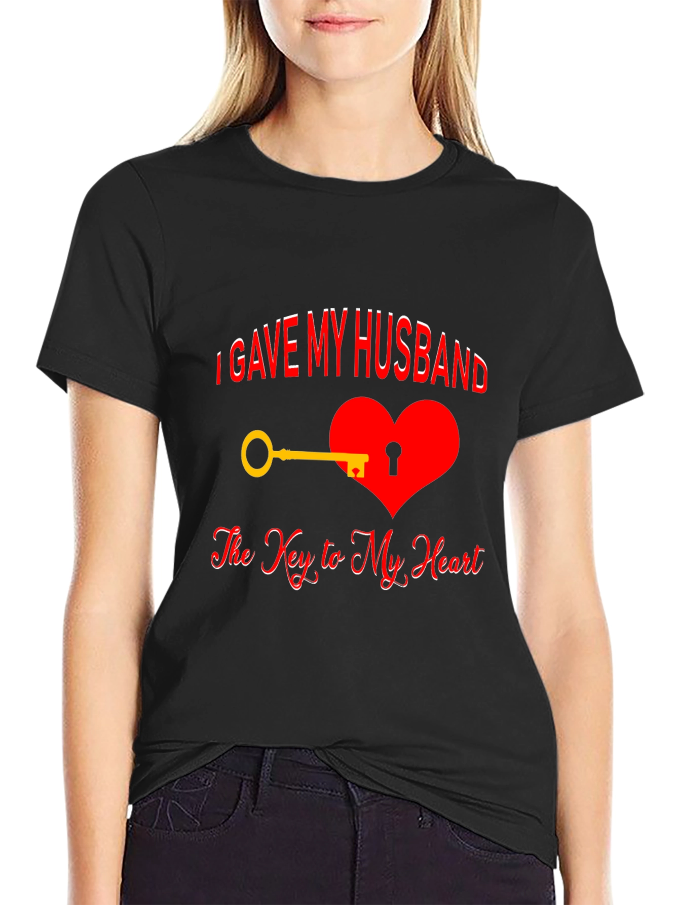Black Husband's Key to My Heart T-Shirt view 2