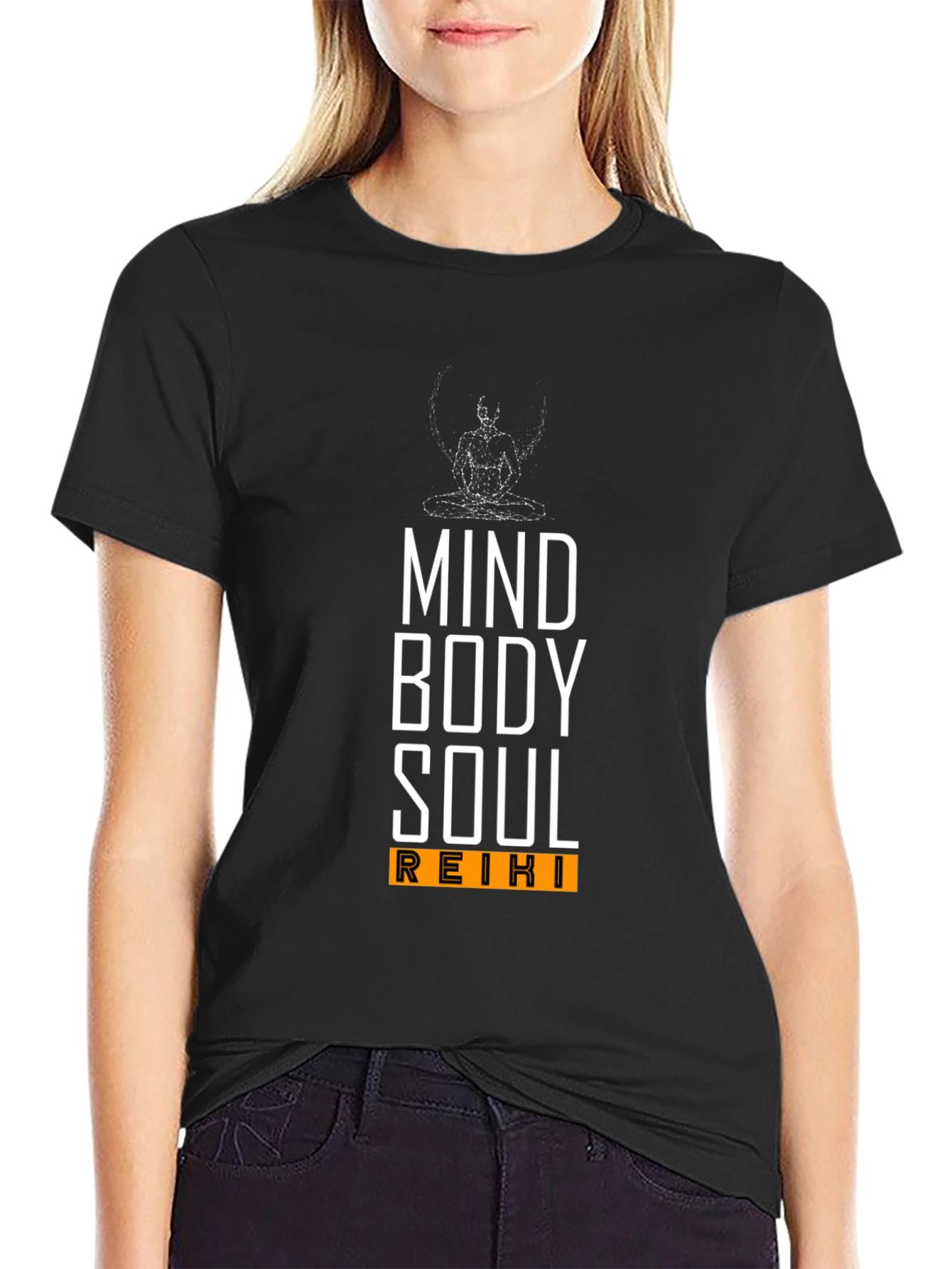 Black Mind Body Soul Reiki T-Shirt | Unisex view 2