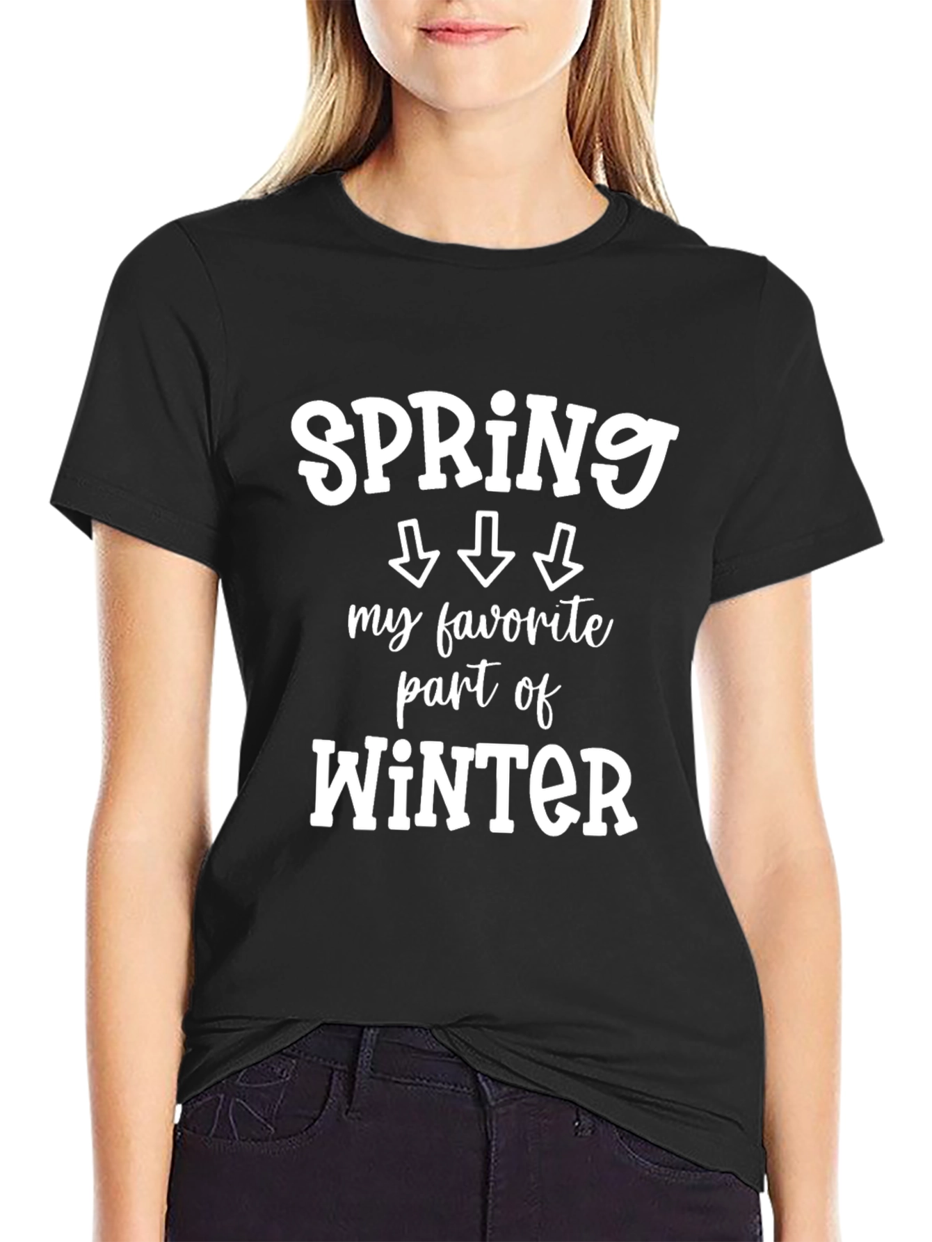 Black Funny Spring Part of Winter Graphic T-Shirt view 2