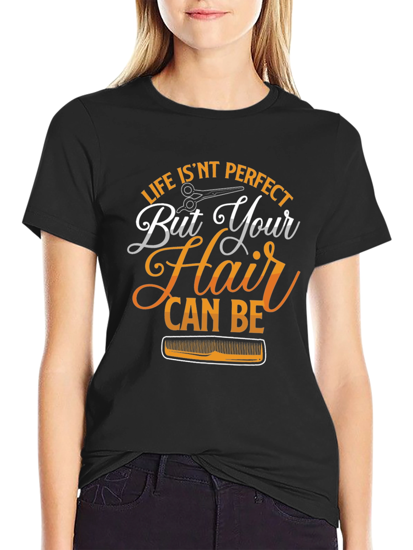 Black Life Isn't Perfect Hair Stylist T-Shirt view 2