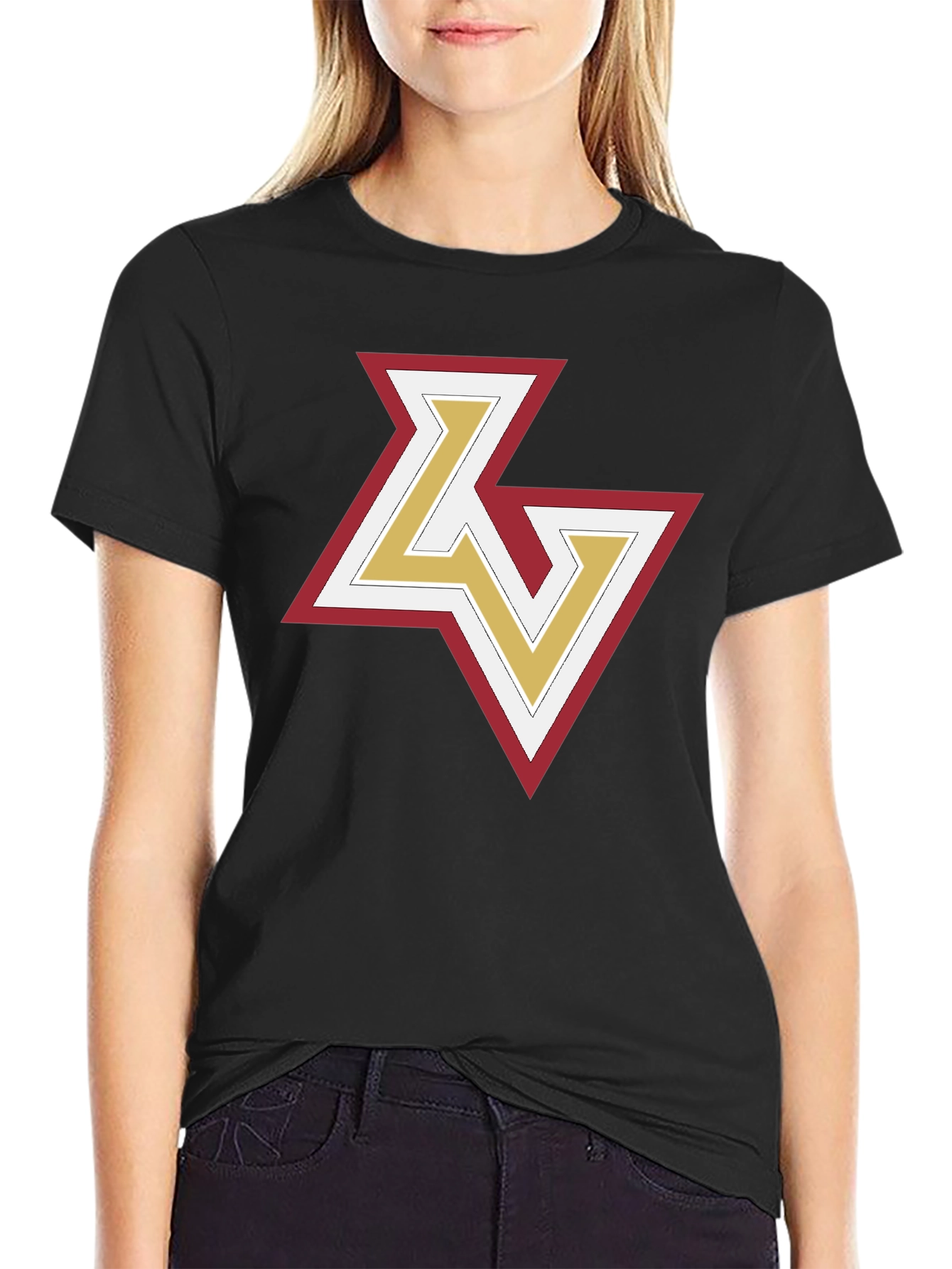 Black Stylish Black T-Shirt with Geometric Logo view 2