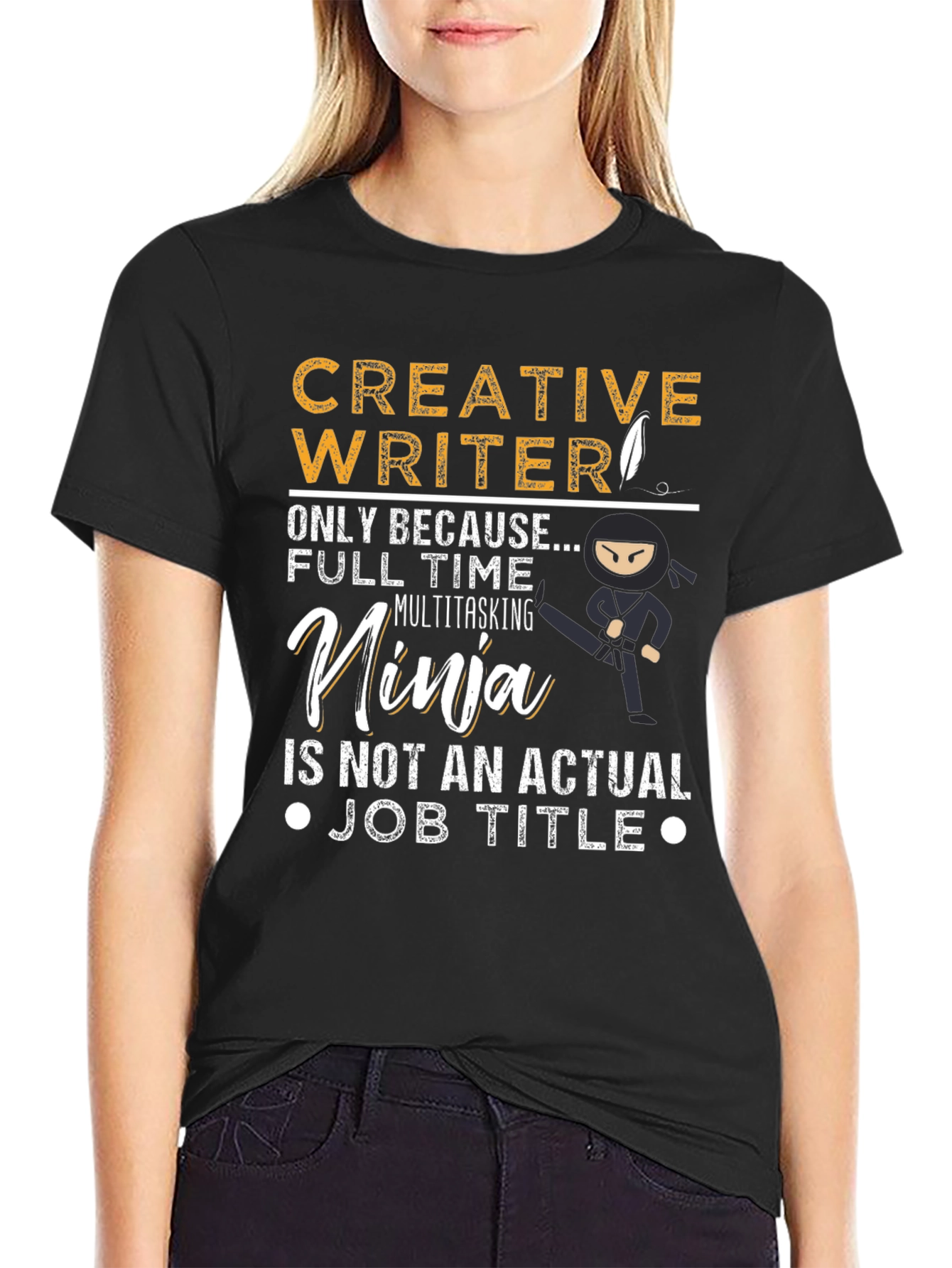 Black Creative Writer Ninja Graphic Tee view 2