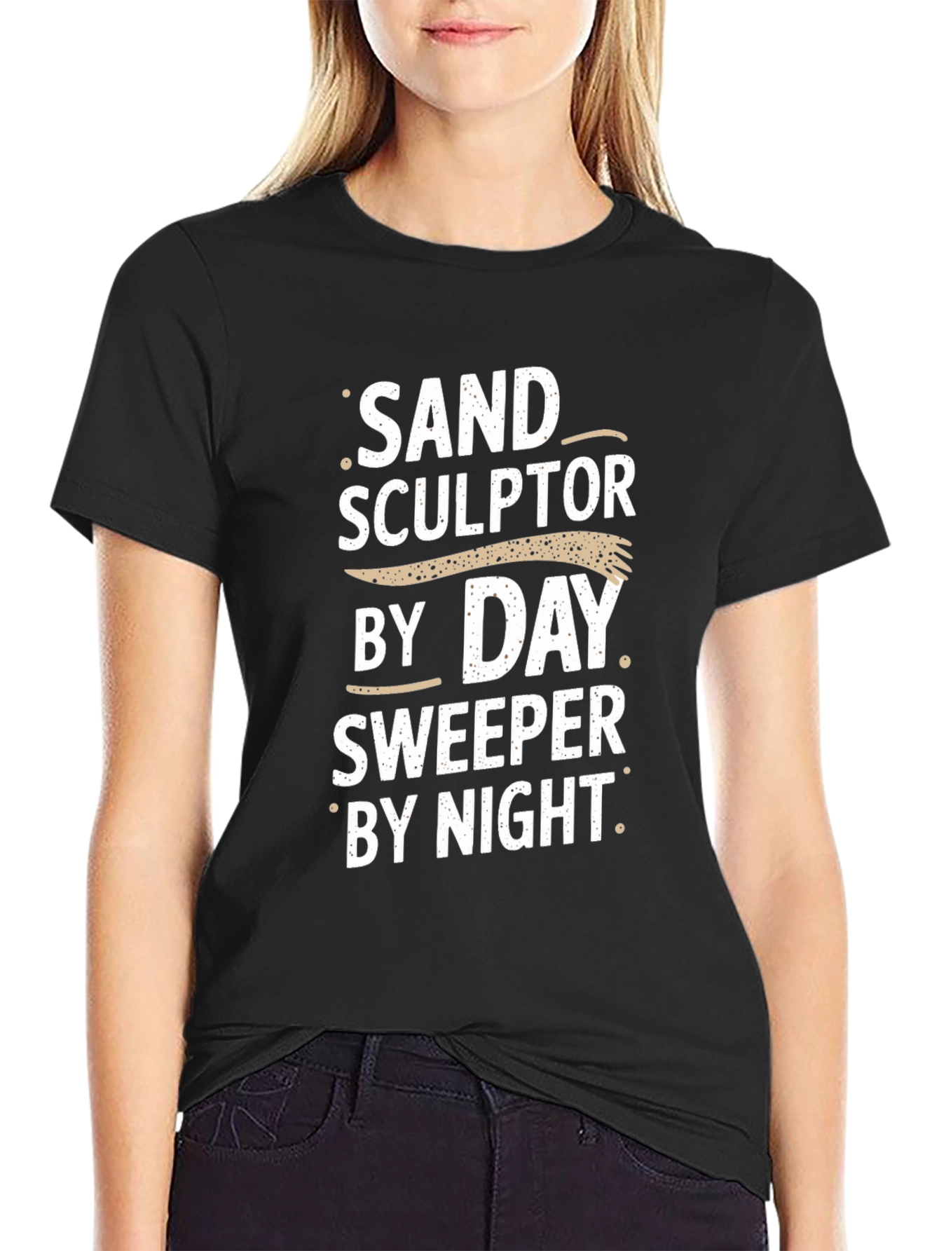 Black Sand Sculptor Sweeper T-Shirt Funny Job Tee view 2