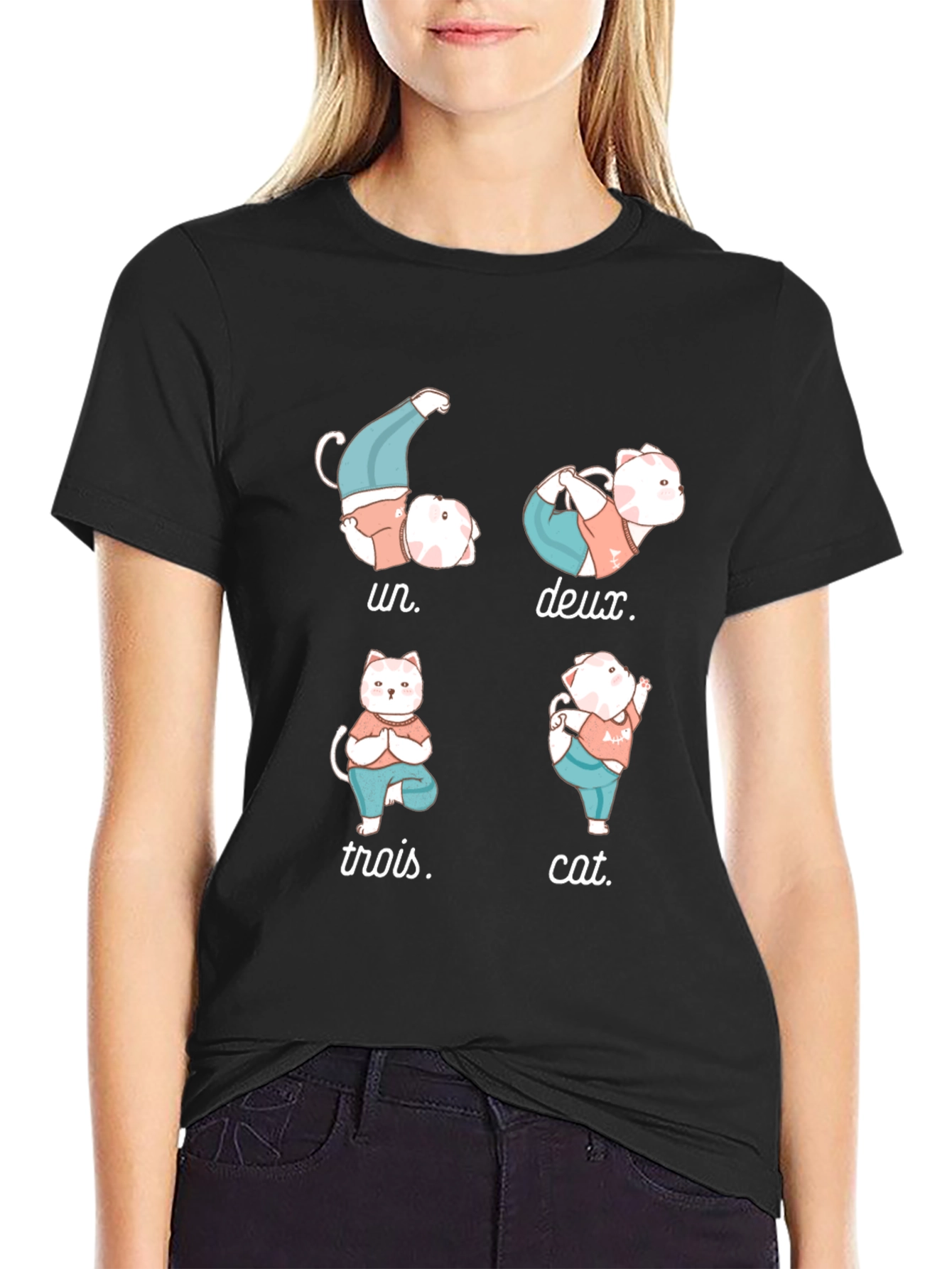 Yoga Cat T-Shirt - Humorous French Numbers Tee - 2