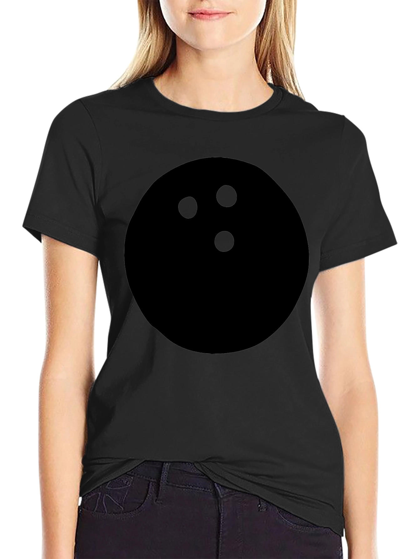Black Bowling Ball Graphic Tee - Casual Black T-Shirt view 2