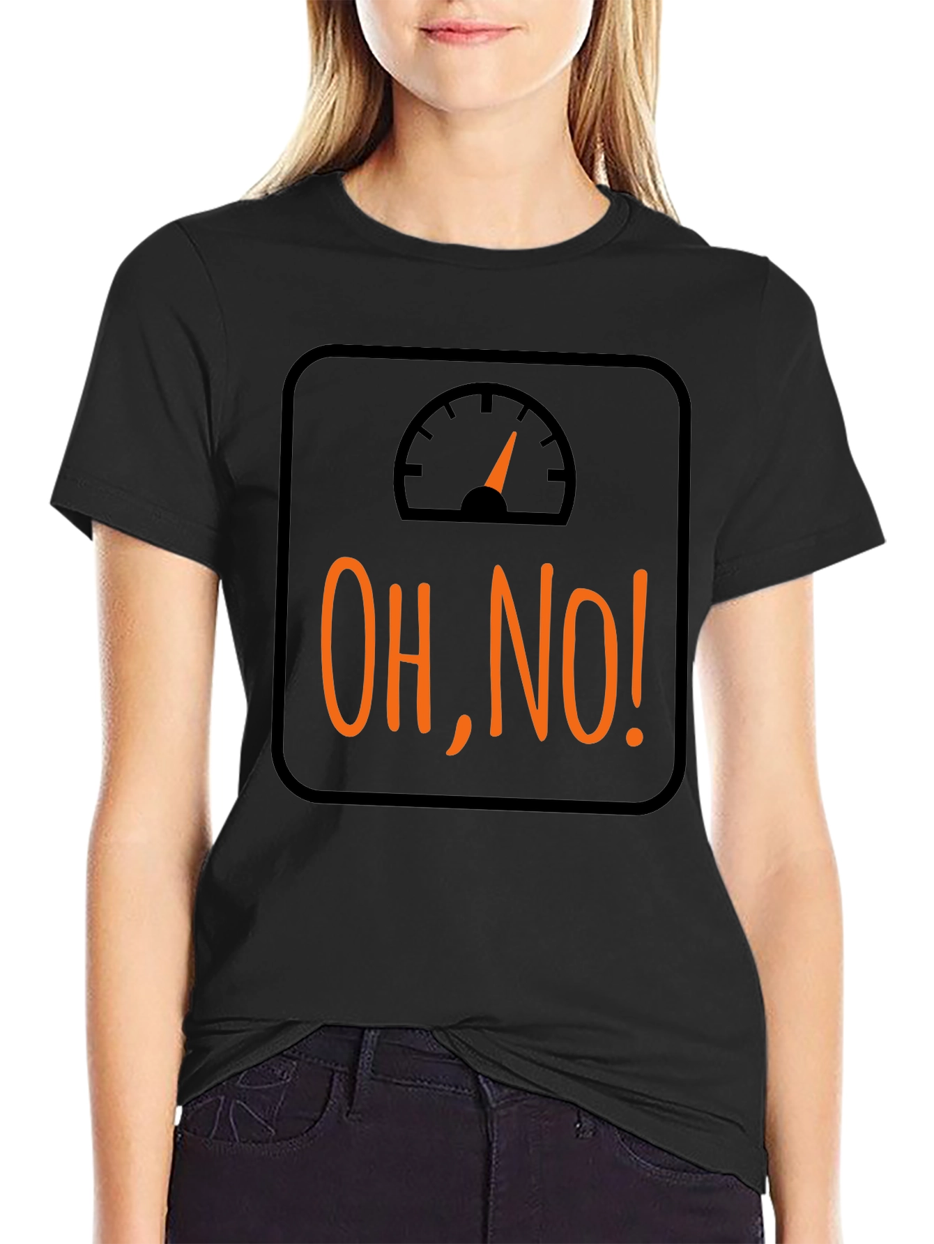 Black Oh No! Weight Scale Graphic Tee - Funny Fitness Shirt view 2