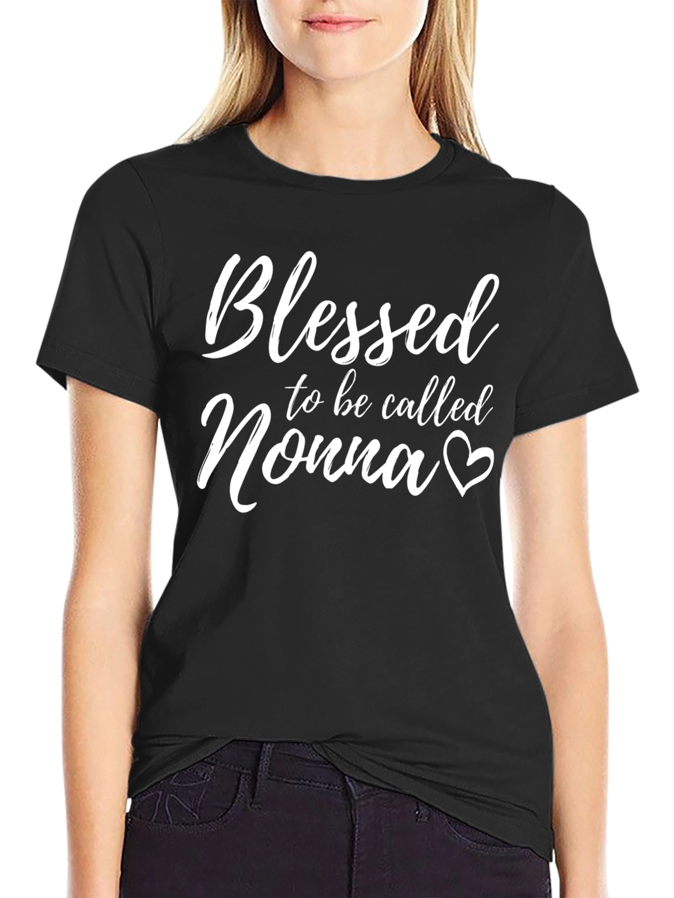 Black Blessed Nonna T-Shirt - Cute Grandmother Tee view 2