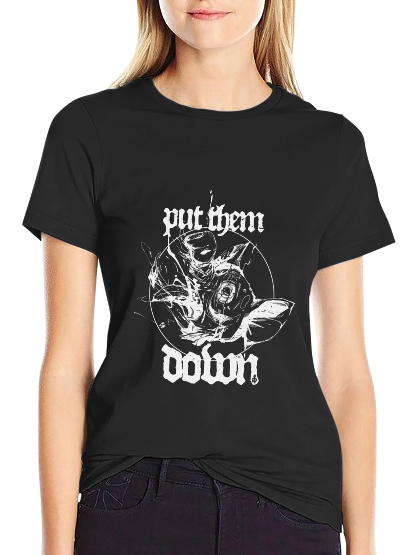 Black Put Them Down Graphic Tee - Black Cotton Blend view 2